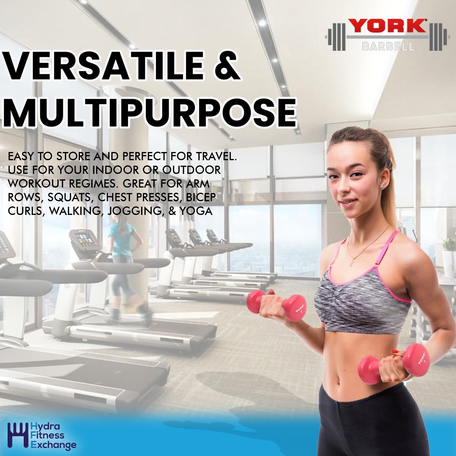 New Freeweights York Barbell Vinyl Coated Fitbell Dumbbell (1LB, Pack of 2) | Dumbbell Set for Women & Men Durable Anti-Roll, Anti-Slip, Pink | Ideal for Arm Rows, Squats, Chest Presses, Bicep Curls, Jogging & Yoga York Freeweight