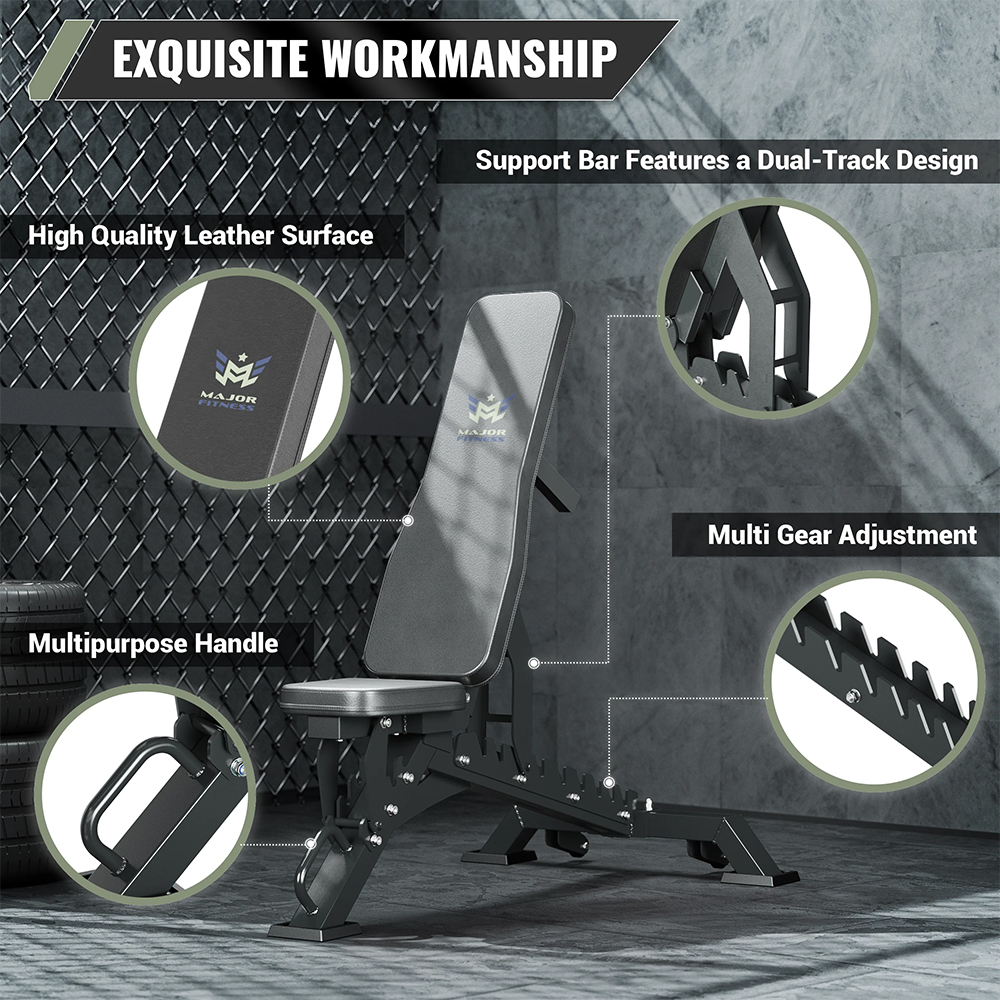 New Hydra Fitness Exchange Major Fitness Adjustable Bench | 1300Lbs Capacity Weight Bench PLT01 FREE SHIPPING Strength System