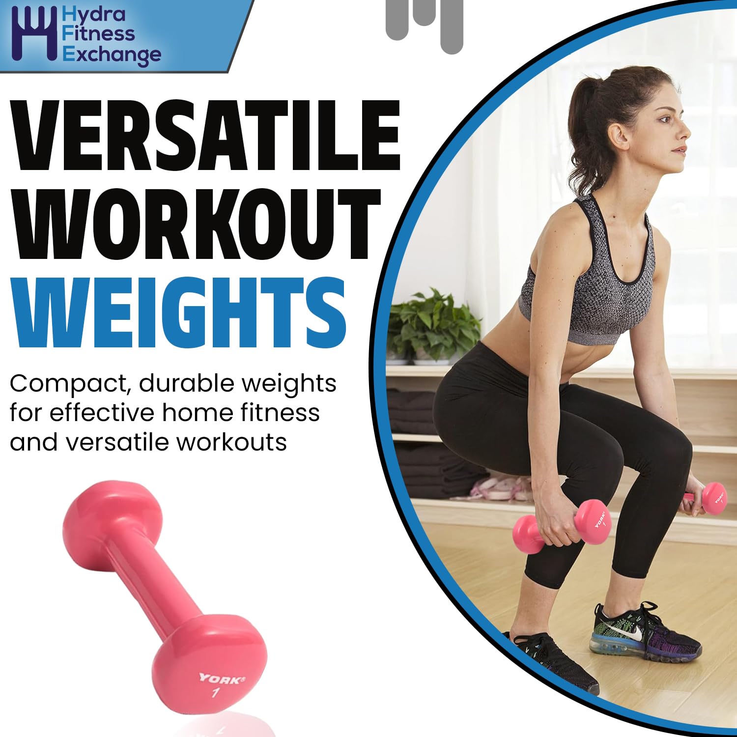 New Freeweights York Barbell Vinyl Coated Fitbell Dumbbell (1LB, Pack of 1) | Dumbbell Set for Women & Men Durable Anti-Roll, Anti-Slip, Pink | Ideal for Arm Rows, Squats, Chest Presses, Bicep Curls, Jogging & Yoga York Freeweight