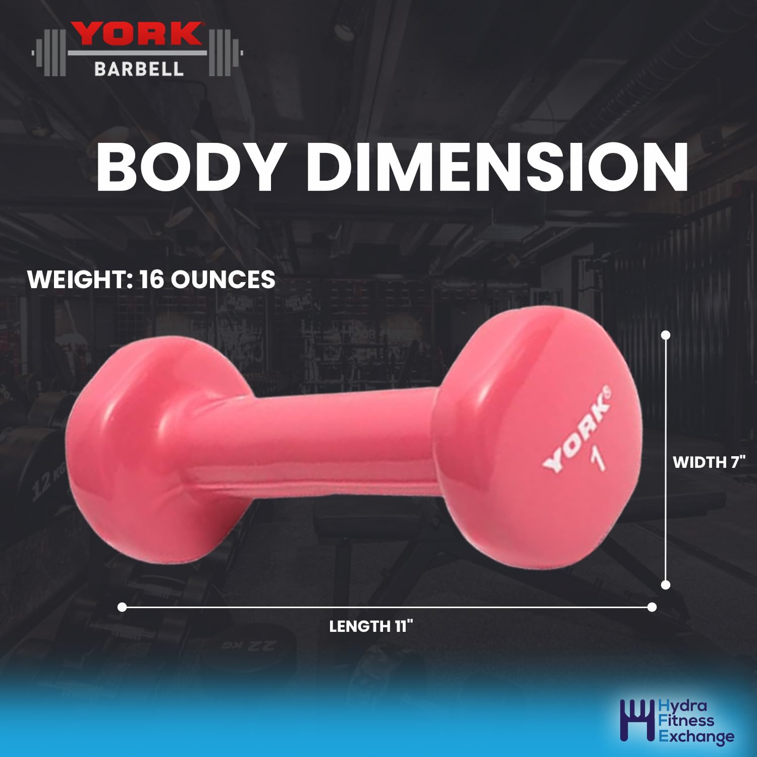 New Freeweights York Barbell Vinyl Coated Fitbell Dumbbell (1LB, Pack of 1) | Dumbbell Set for Women & Men Durable Anti-Roll, Anti-Slip, Pink | Ideal for Arm Rows, Squats, Chest Presses, Bicep Curls, Jogging & Yoga York Freeweight