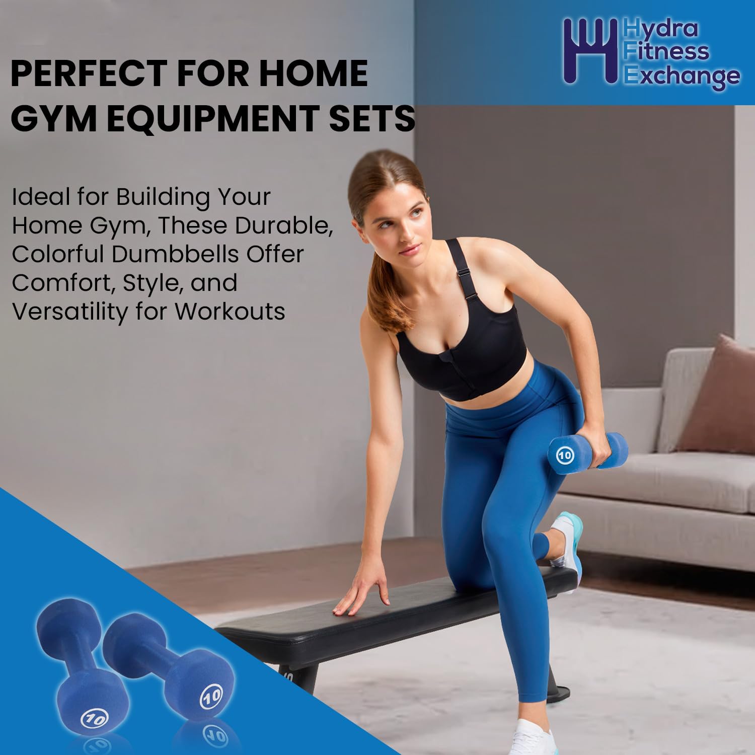 New Freeweights York Barbell Neoprene Coated Fitbell Dumbbell (10LB Pack of 2) York Freeweight