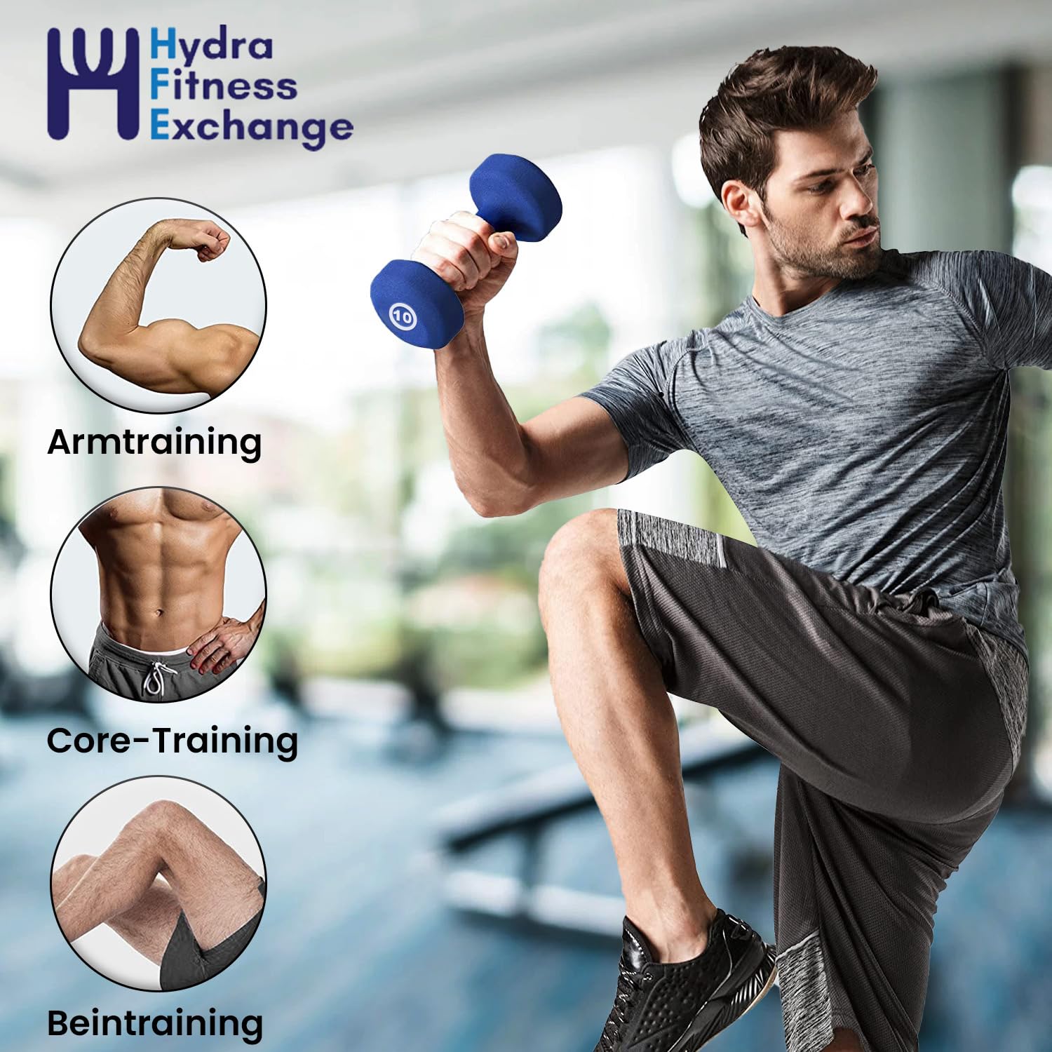 New Freeweights York Barbell Neoprene Coated Fitbell Dumbbell (10LB Pack of 2) York Freeweight