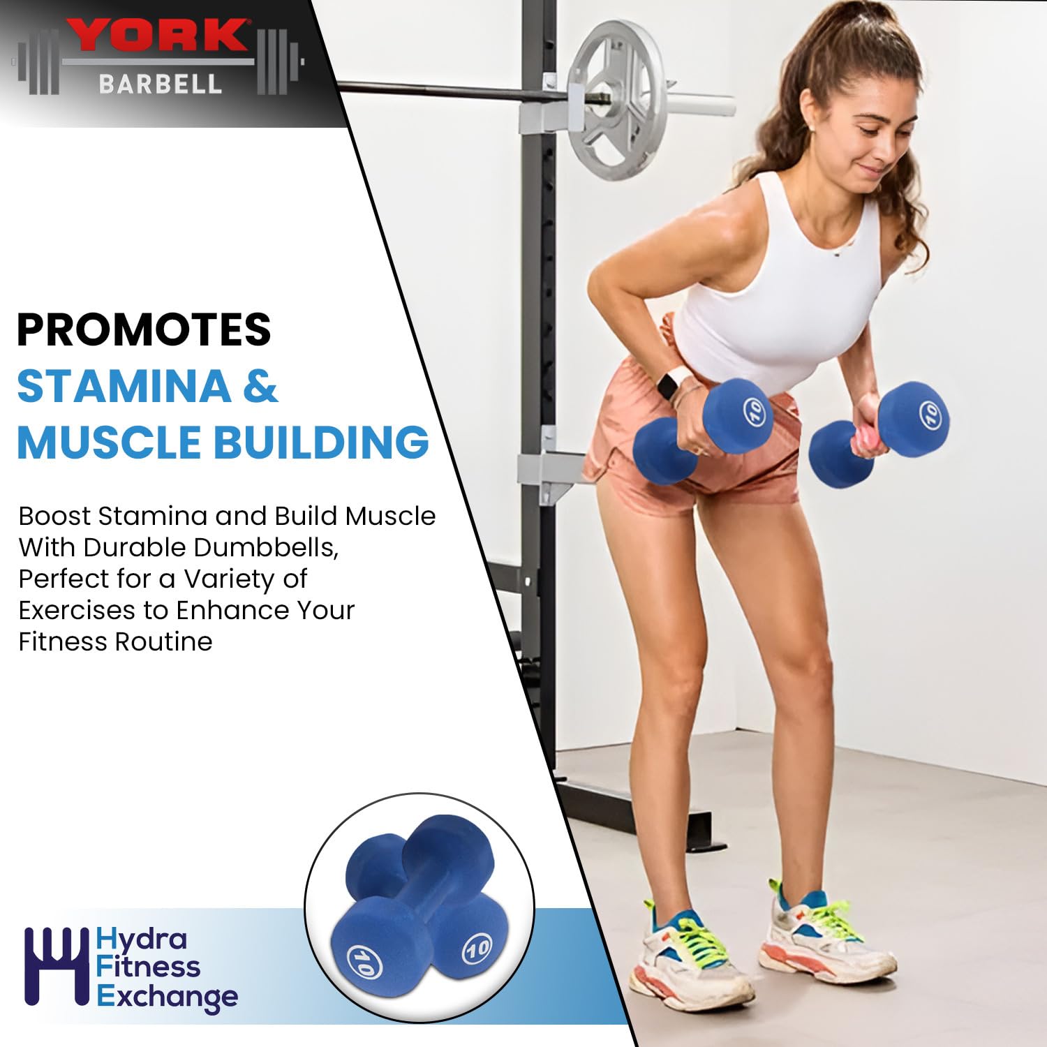 New Freeweights York Barbell Neoprene Coated Fitbell Dumbbell (10LB Pack of 2) York Freeweight