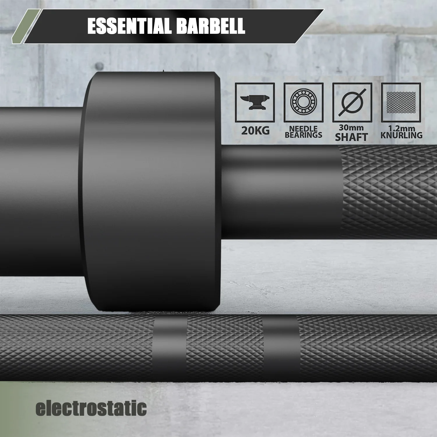 New Major Fitness 7ft 20kg Home Gym Barbell Black Strength System