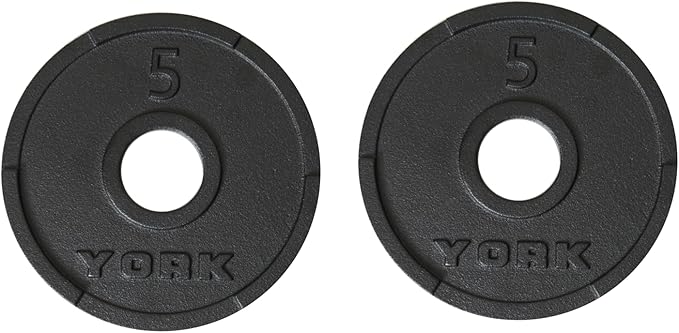 New York 5 lbs. G-2 Olympic Dual Grip Thin Line Cast Iron Plate - Black - **PAIRS ONLY** Freeweights & Accessories