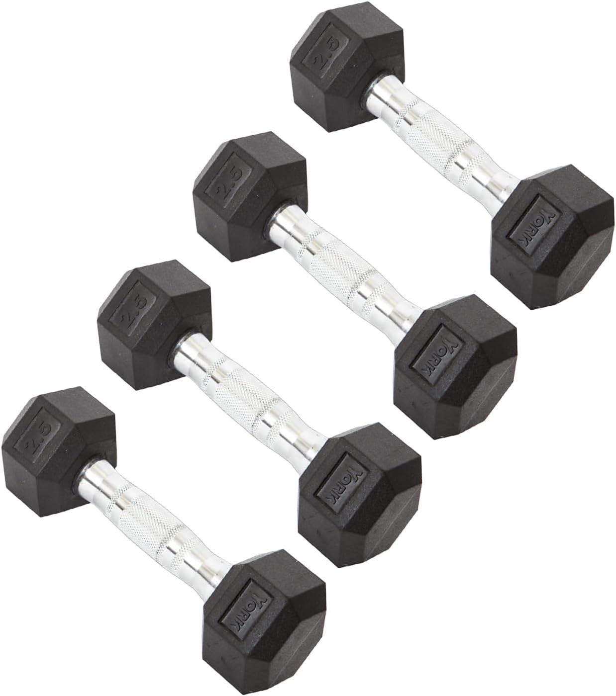 New York York Barbell Hex Dumbbell Set 2.5LB Rubber Coated Fixed Weight Dumbbells Freeweights & Accessories