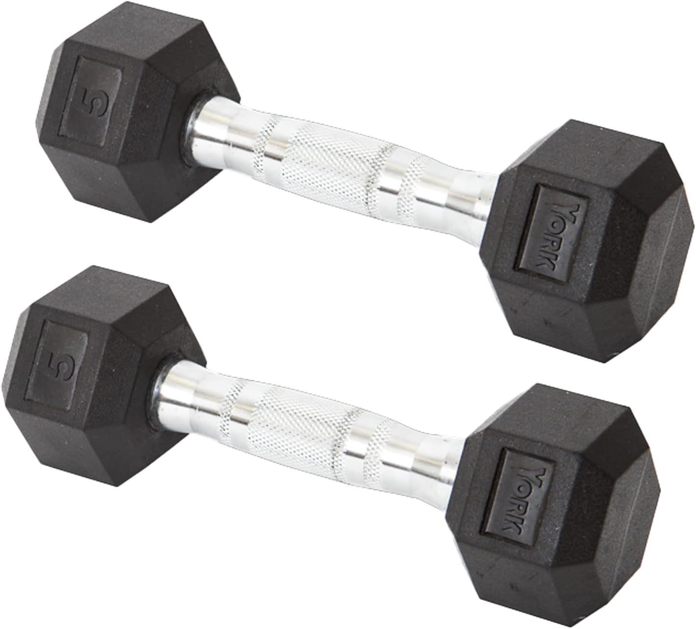 New York York Barbell Hex Dumbbell Set 5LB Rubber Coated Fixed Weight Dumbbells Freeweights & Accessories