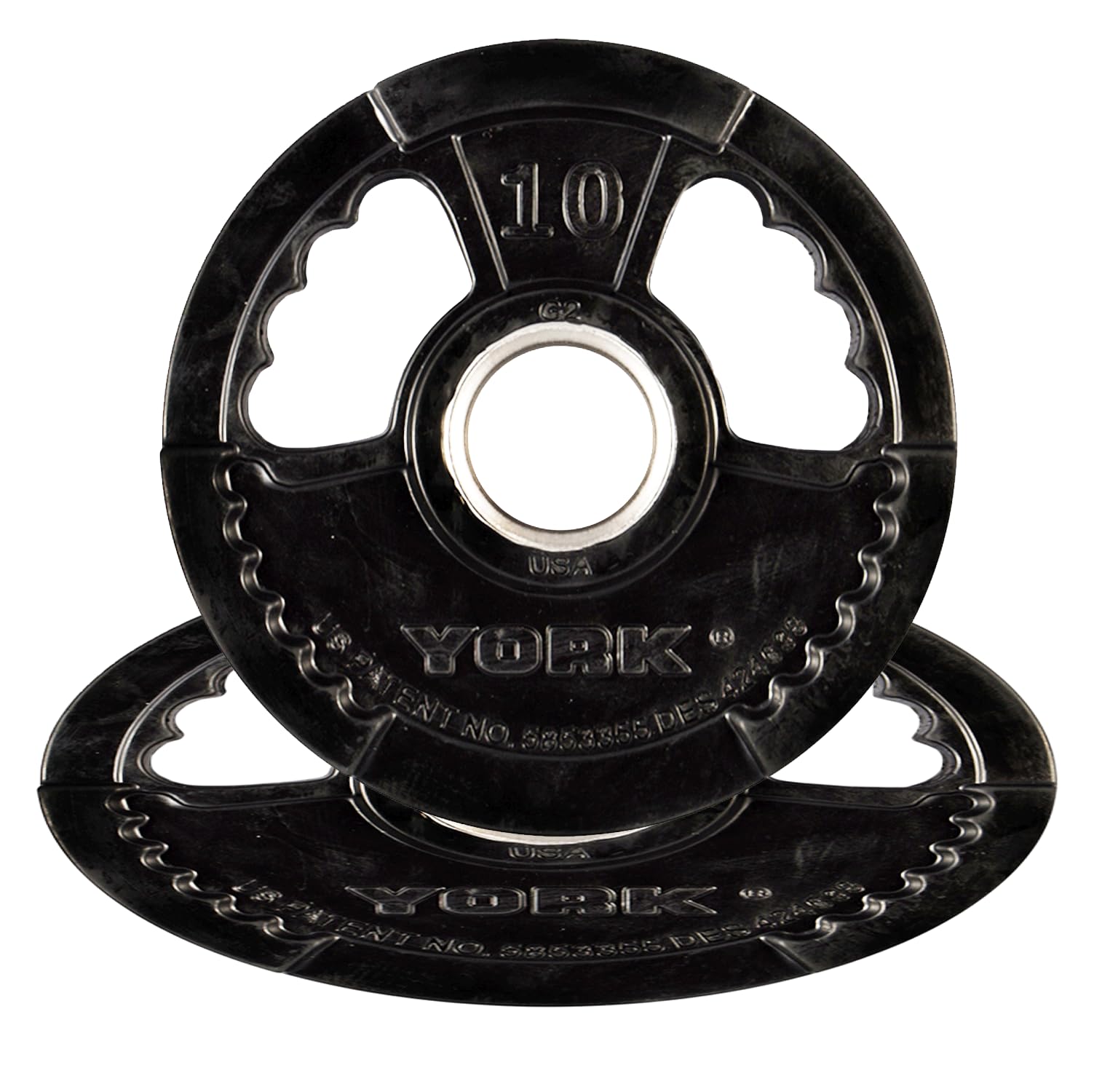 New York York Barbell Dual Grip Thin Line Rubber Encased Olympic Plate (10 lb Pair) – 2