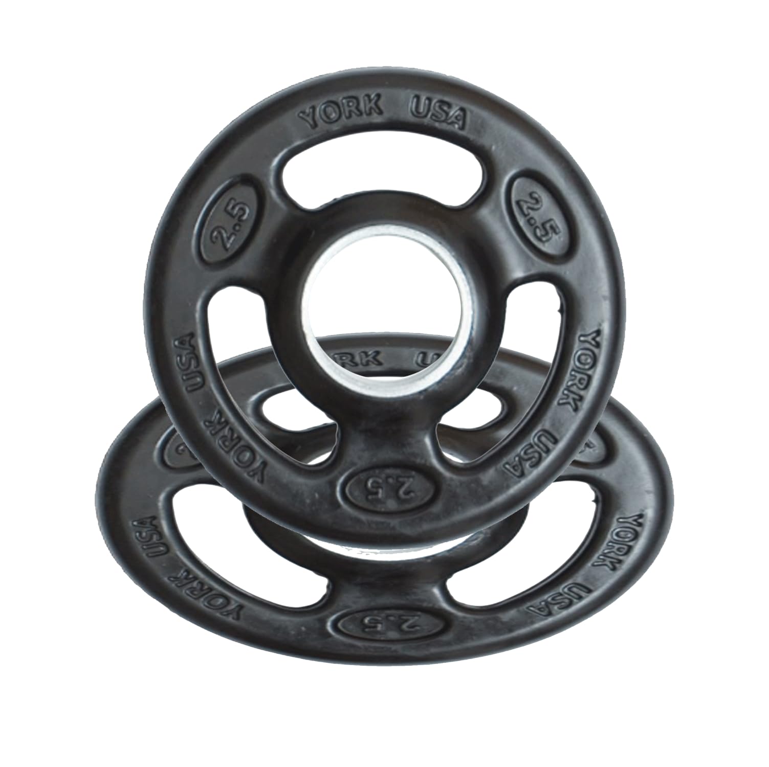 New York York Barbell 2-Inch ISO-Grip Rubber Encased Steel Olympic Plates (2½ Lb Pair) – Comfortable 3-Grip Design, Anti-Pinch Hub, Durable Steel Composite for Home, School, & Commercial Gym Freeweights & Accessories
