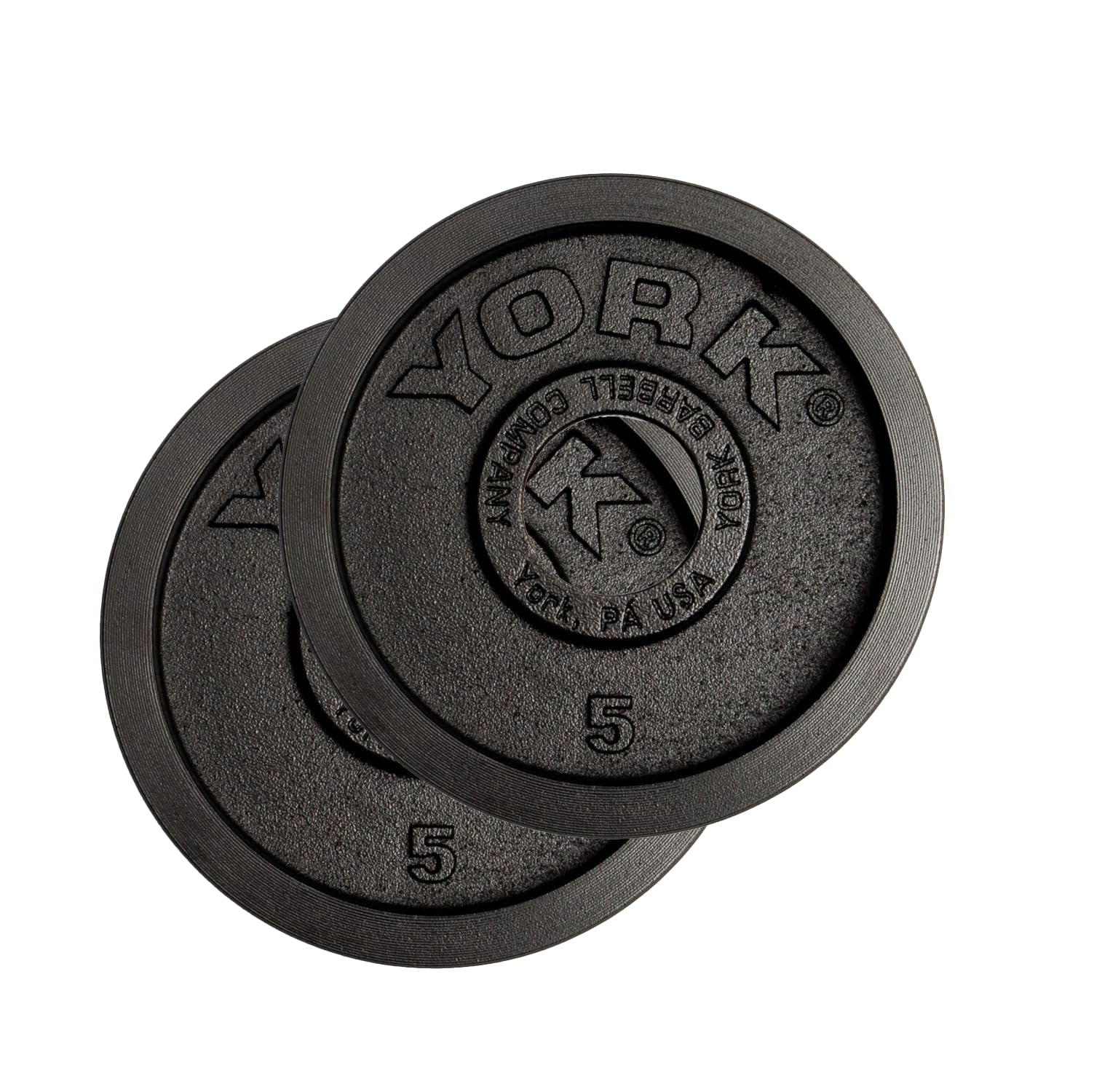New York York Barbell Legacy 2-Inch Cast Iron Olympic Weight Plate Set – Precision Milled, +/-2% Tolerance – 5lb Pair – Fits Standard Olympic Bars – Smooth Back & Edge Freeweights & Accessories