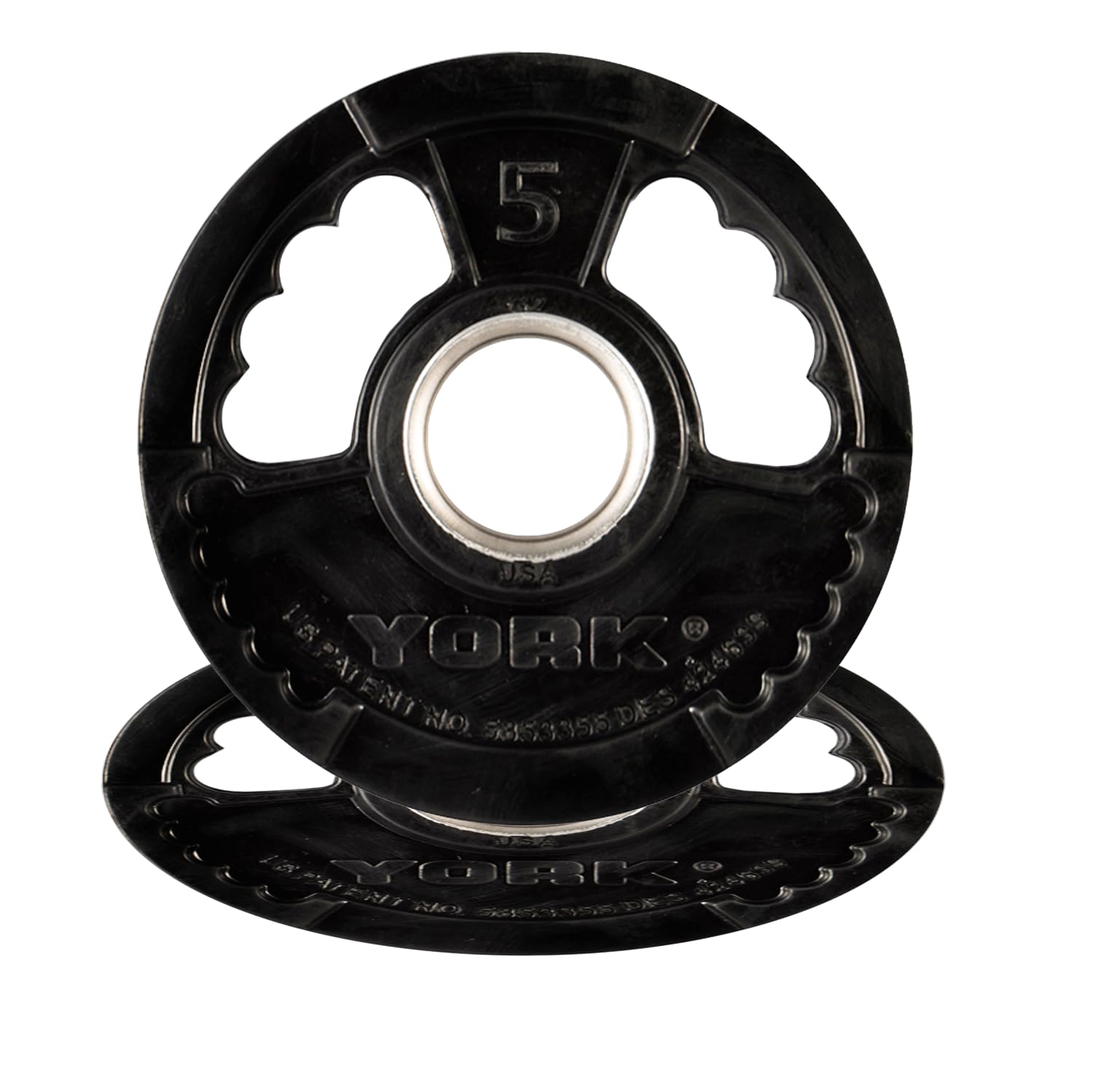 New York York Barbell Dual Grip Thin Line Rubber Encased Olympic Plate (5 lb Pair) – 2