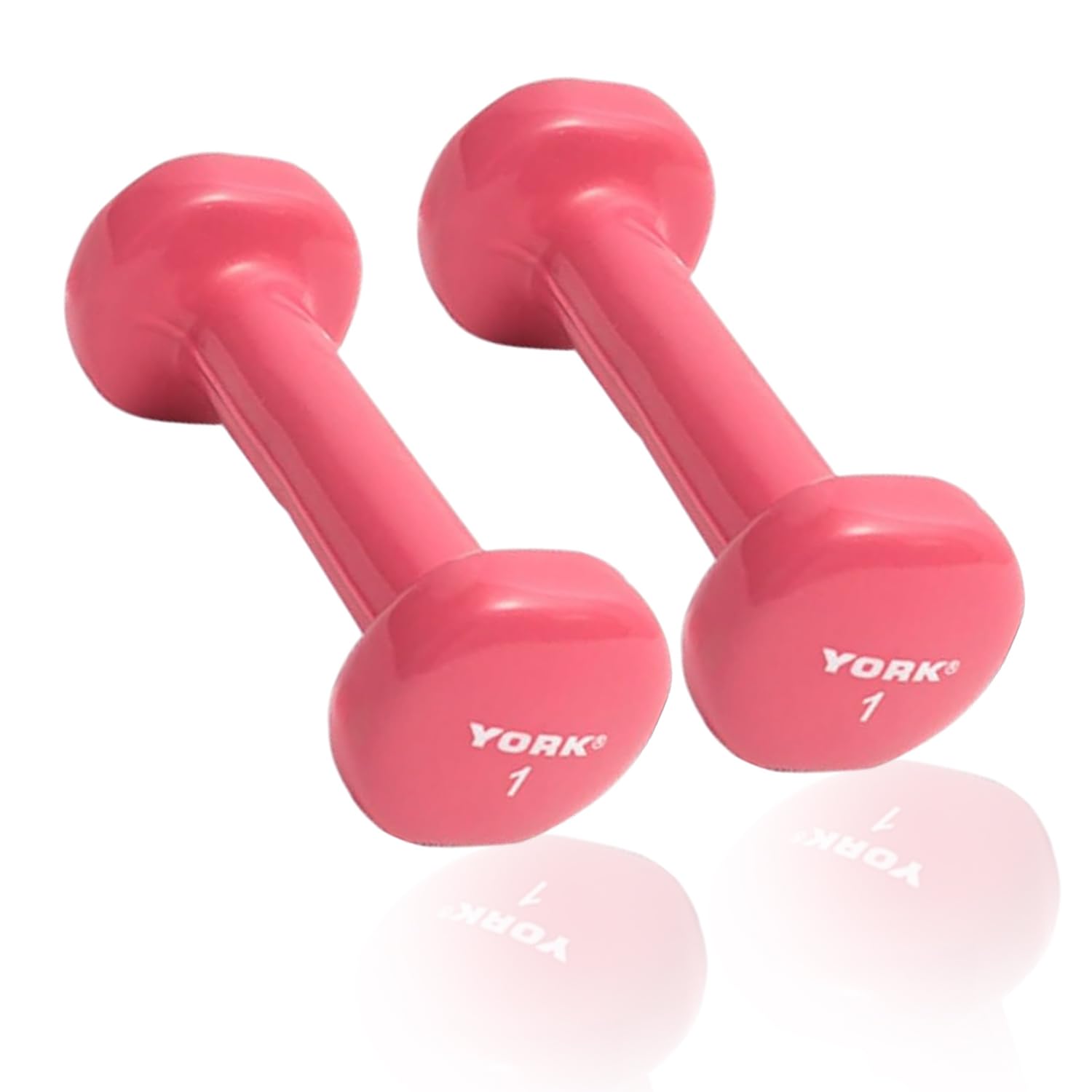New Freeweights York Barbell Vinyl Coated Fitbell Dumbbell (1LB, Pack of 2) | Dumbbell Set for Women & Men Durable Anti-Roll, Anti-Slip, Pink | Ideal for Arm Rows, Squats, Chest Presses, Bicep Curls, Jogging & Yoga York Freeweight