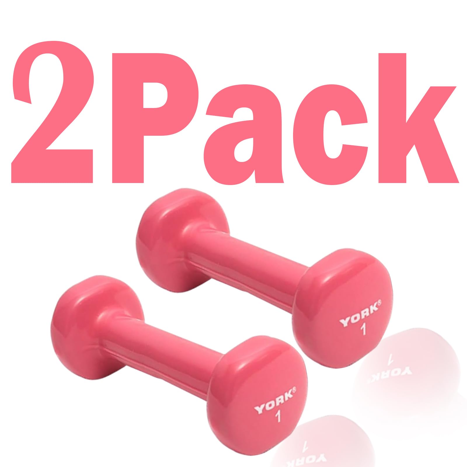 New Freeweights York Barbell Vinyl Coated Fitbell Dumbbell (1LB, Pack of 2) | Dumbbell Set for Women & Men Durable Anti-Roll, Anti-Slip, Pink | Ideal for Arm Rows, Squats, Chest Presses, Bicep Curls, Jogging & Yoga York Freeweight