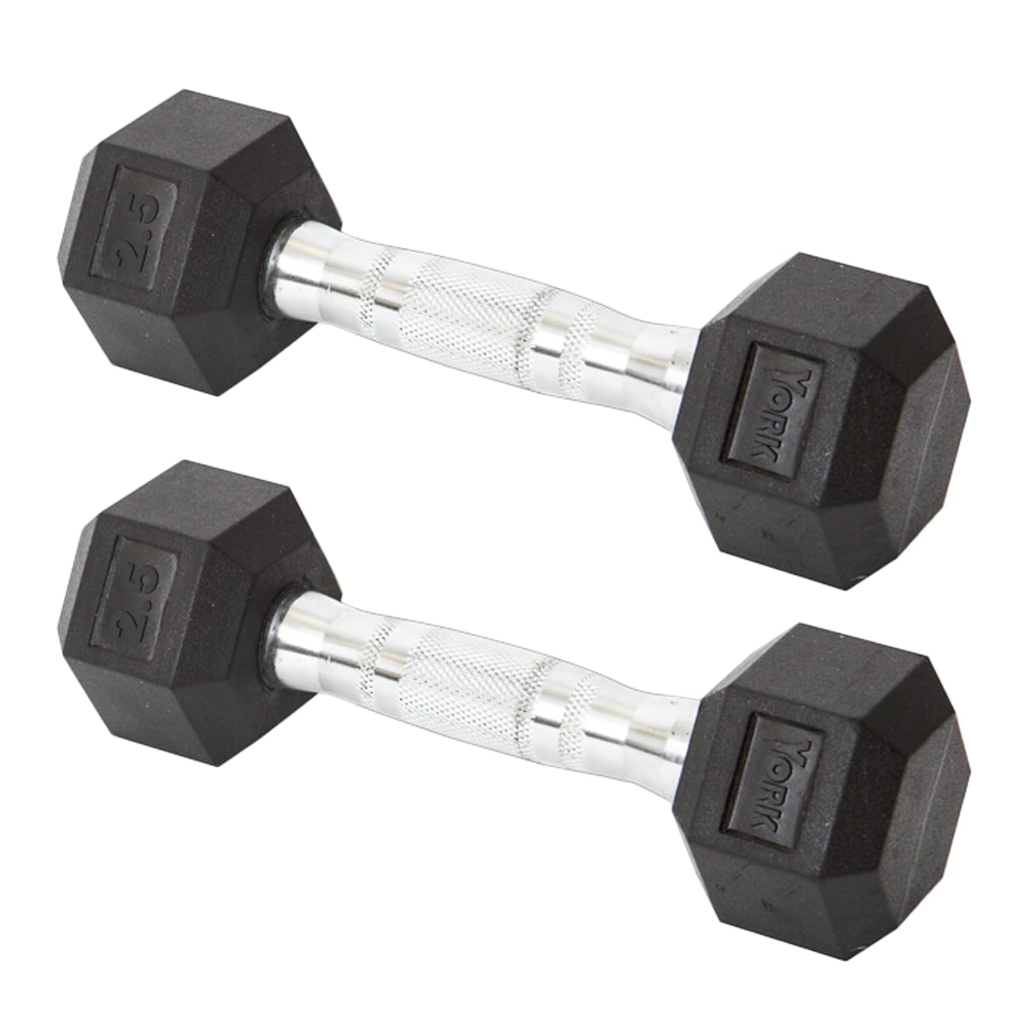 New Freeweights York Barbell Hex Dumbbell Set 2.5LB Rubber Coated Fixed Weight Dumbbells with Chrome Ergonomic Handle Odorless & Durable for Home Gym Women’s Strength Training Full Body Workouts - Pack of 2 York Freeweight