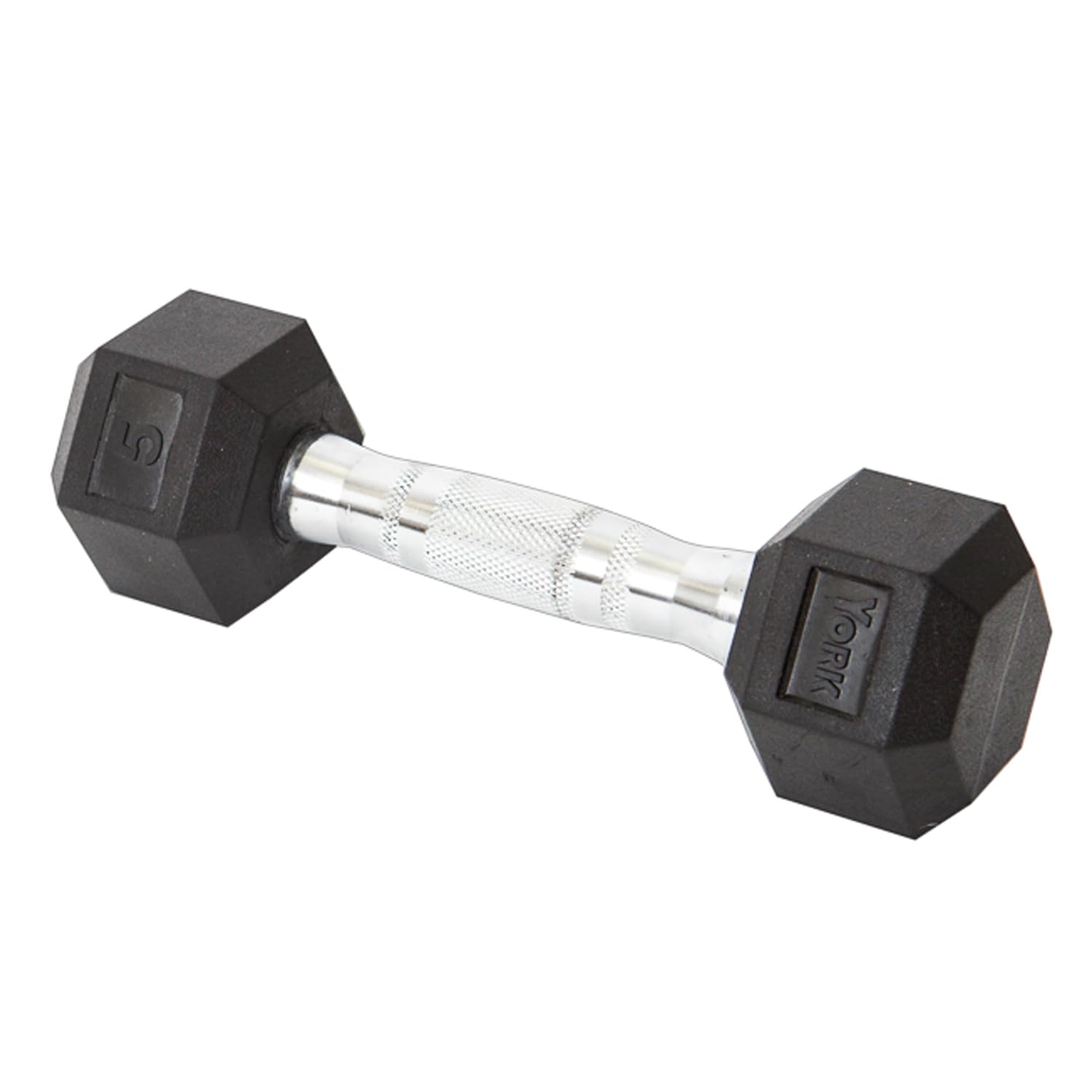 New Freeweights York Barbell Hex Dumbbell Set 5LB Rubber Coated Fixed Weight Dumbbells with Chrome Ergonomic Handle Odorless & Durable for Home Gym Women’s Strength Training Full Body Workouts - Pack of 1 York Freeweight