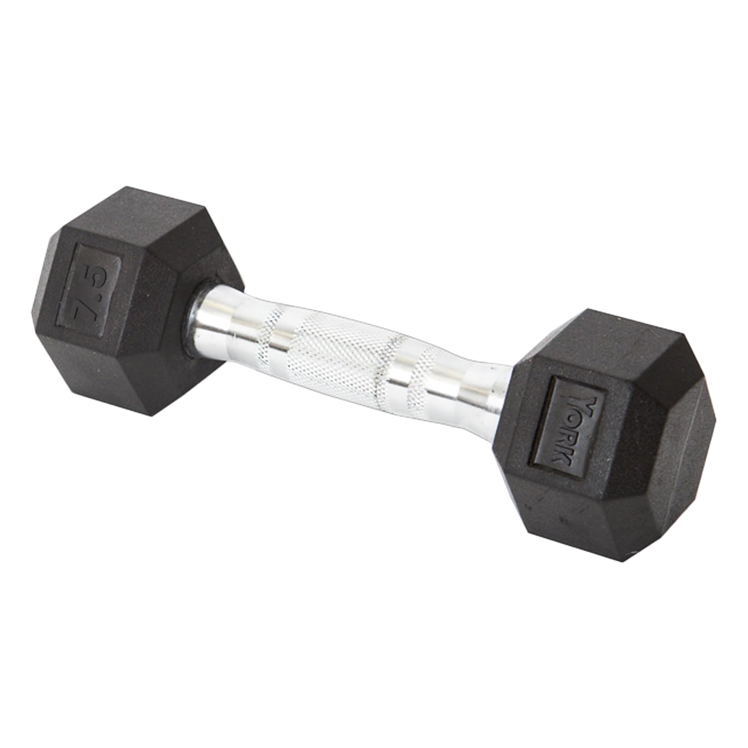 New Freeweights York Barbell Hex Dumbbell Set 7.5LB Rubber Coated Fixed Weight Dumbbells with Chrome Ergonomic Handle Odorless & Durable for Home Gym Women’s Strength Training Full Body Workouts - Pack of 1 Freeweights & Accessories
