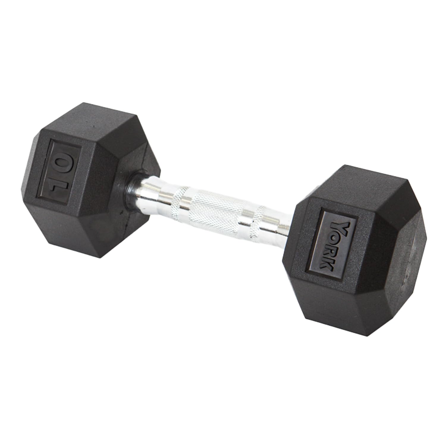 New Freeweights York Barbell Hex Dumbbell Set 10LB Rubber Coated Fixed Weight Dumbbells with Chrome Ergonomic Handle Odorless & Durable for Home Gym Women’s Strength Training Full Body Workouts - Pack of 1 Freeweights & Accessories
