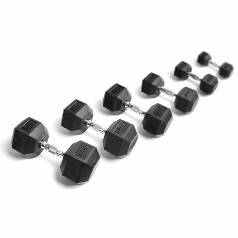 New Freeweights 55 -100 Rubber Hex Dumbbell Set York Freeweight