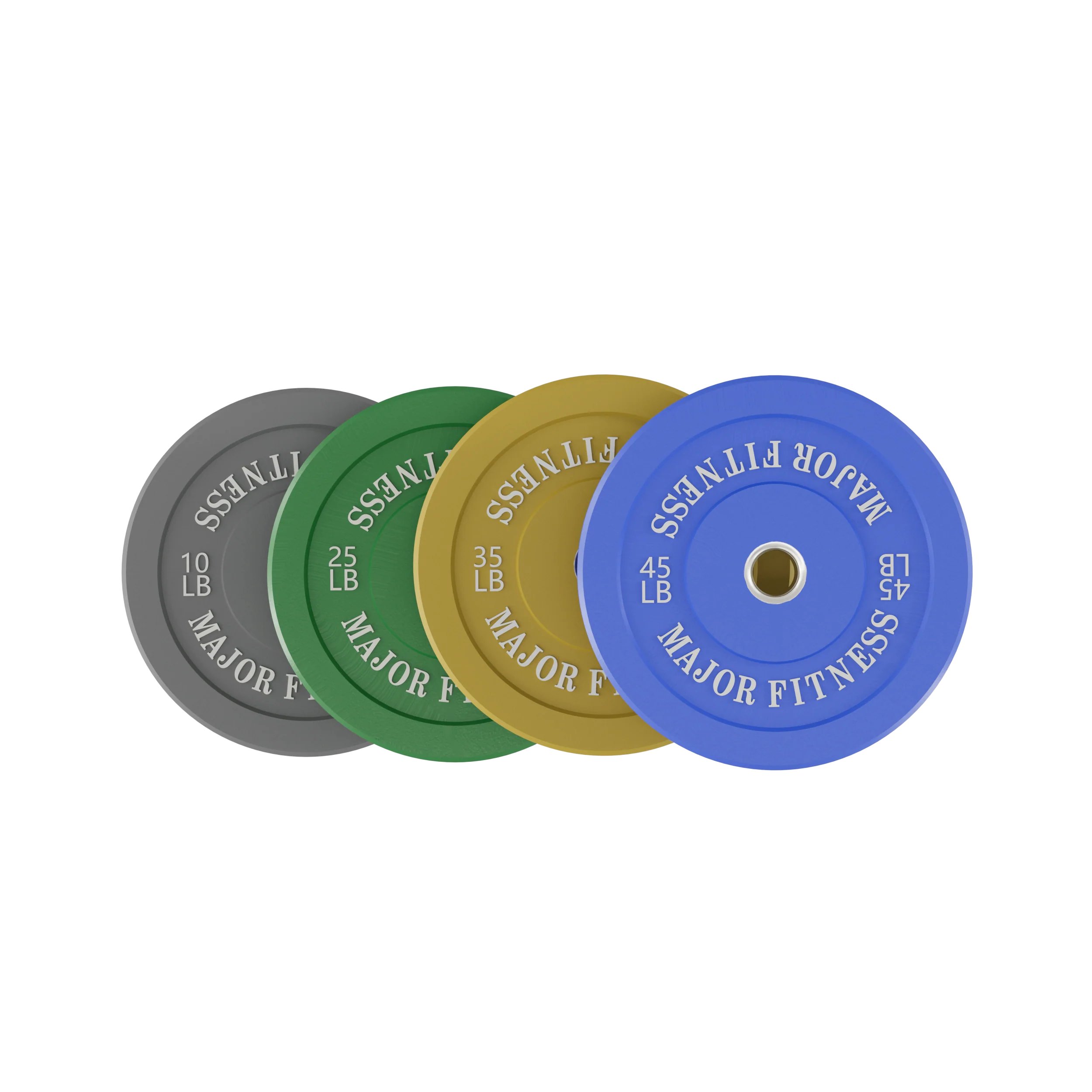 New Major Fitness Low Bounce Bumper Plates Olympic Weight Plates Set 10 + 25 + 35 + 45 lb – Multicolor – 8 pcs Strength System