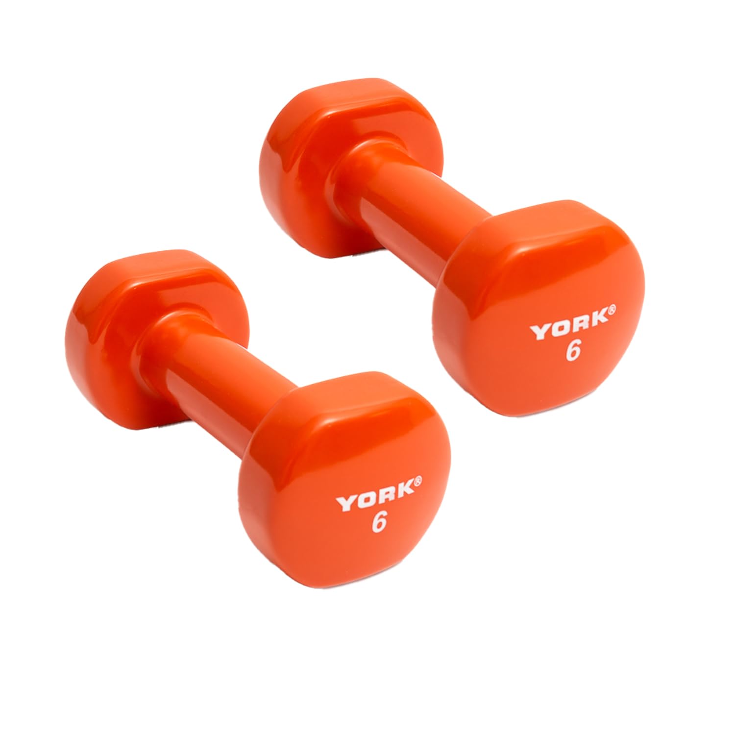 New York Barbell 6lb Vinyl Fitbell Dumbbells (Pair) – Orange York Freeweight