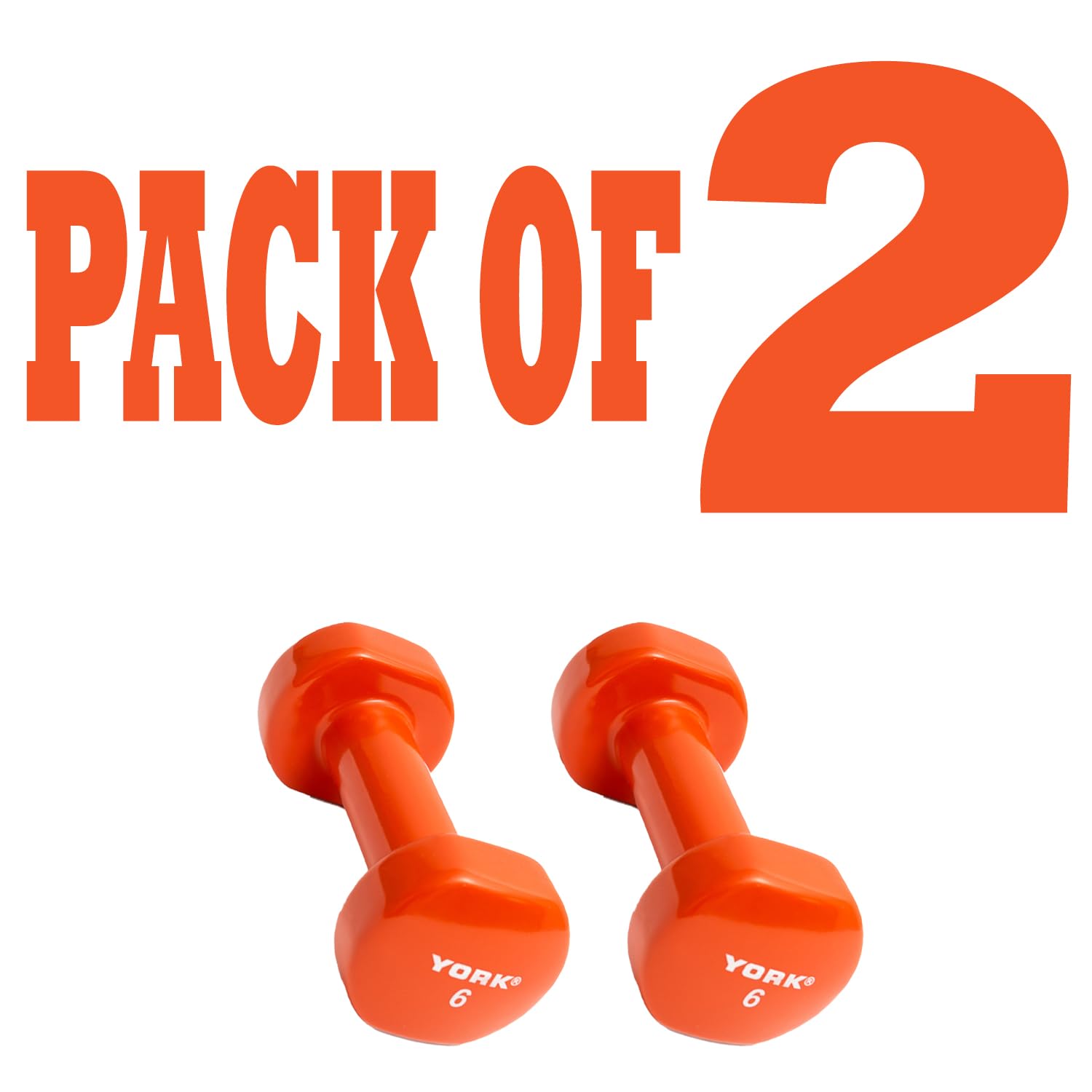 New York Barbell 6lb Vinyl Fitbell Dumbbells (Pair) – Orange York Freeweight