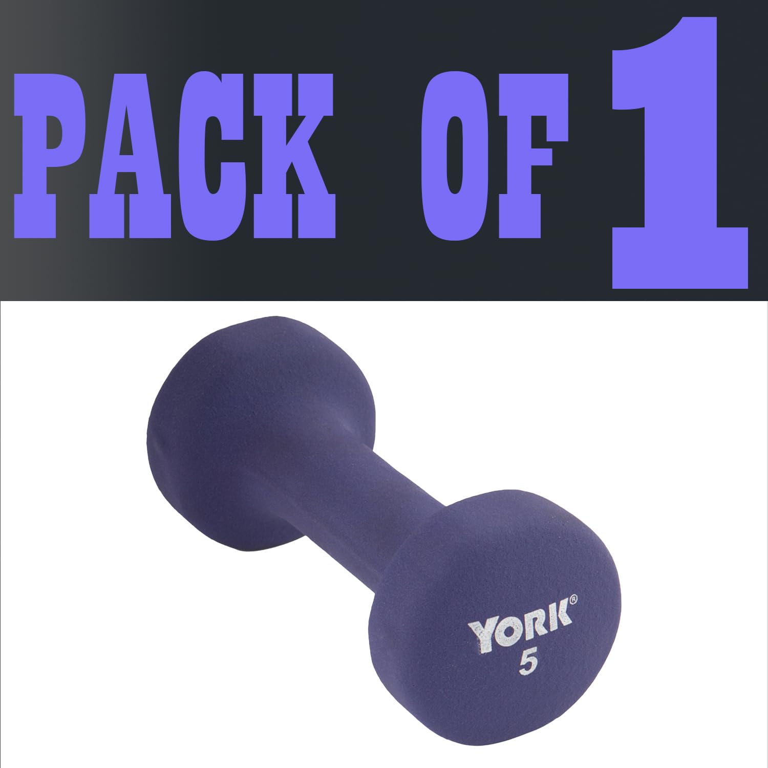 New York Barbell 5lb Neoprene Fitbell Dumbbell (Single) Anti-Roll Anti-Slip Purple York Freeweight