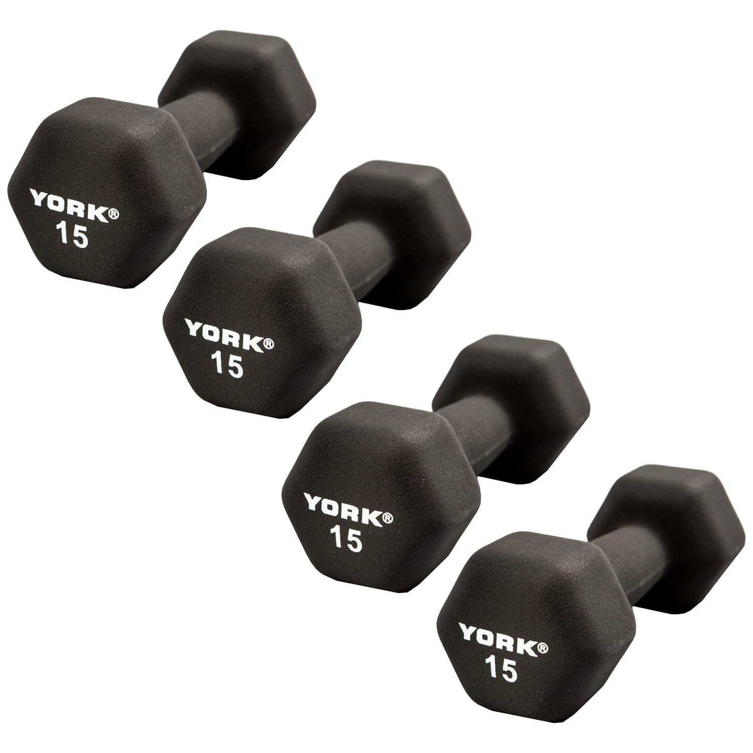 15lb Neoprene Hex Dumbbells (Pack of 4) &ndash; Ergo Cast Handles