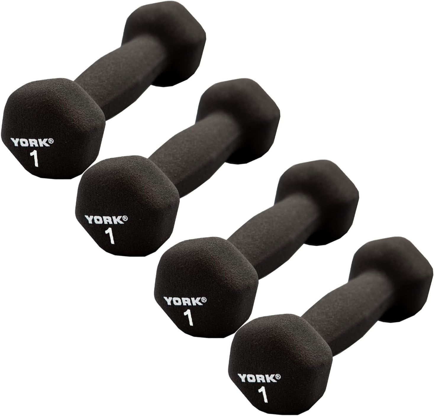 Neoprene Hex Dumbbells 1lb (Pack of 4) Cast Ergo Handle