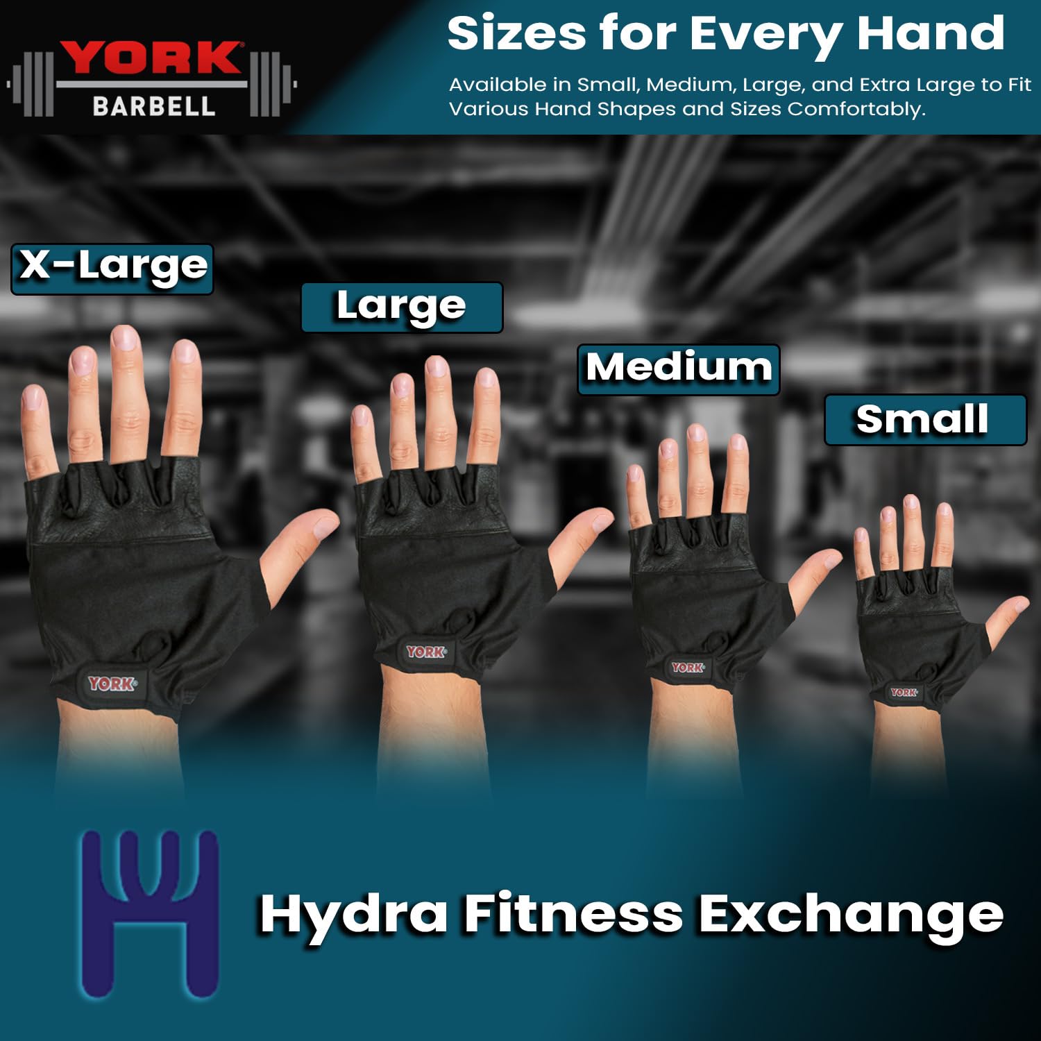 New York Barbell Medium Fitness Gloves | Short Finger Leather & Lycra, Black York Freeweight