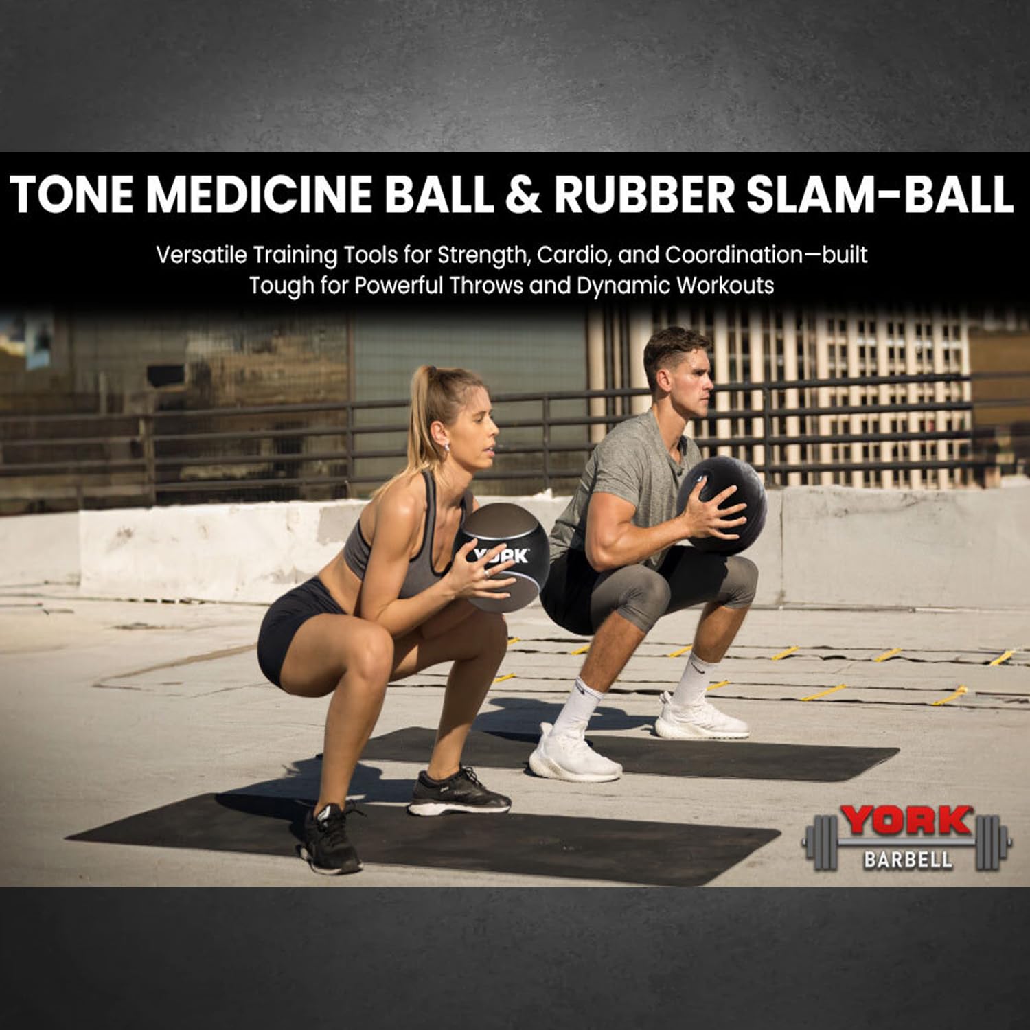 New York 6 lb Two-Tone Medicine Ball | Pink Non-Slip Rubber, Dual Texture Grip York Freeweight