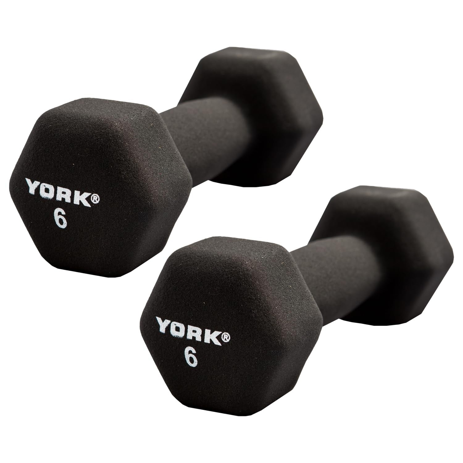 New York Neoprene Hex Dumbbells 6lb Pair (Ergo Handle) Black York Freeweight