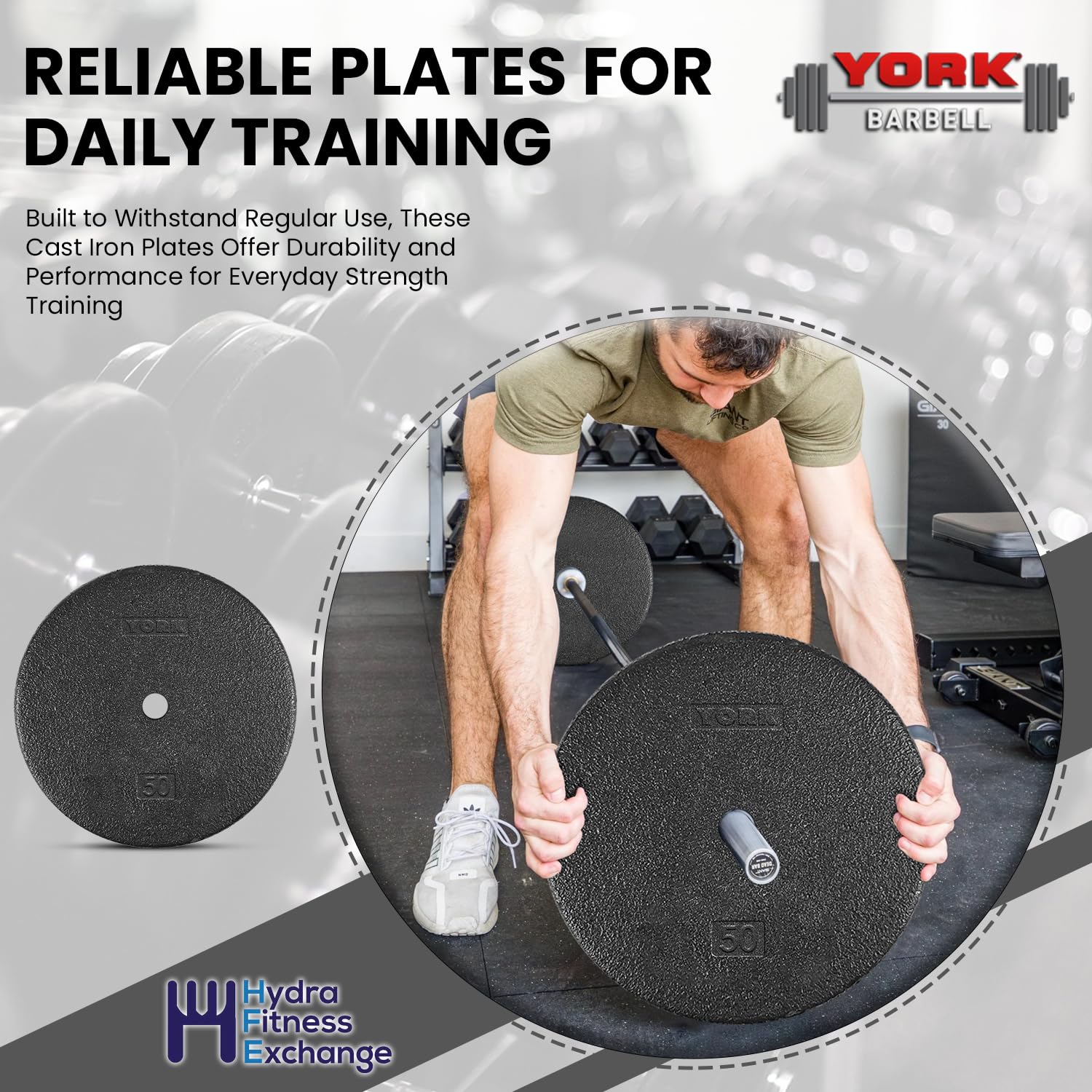 New York 25 lb Cast Iron Weight Plate – 1” Standard Flat Pancake Plate York Freeweight
