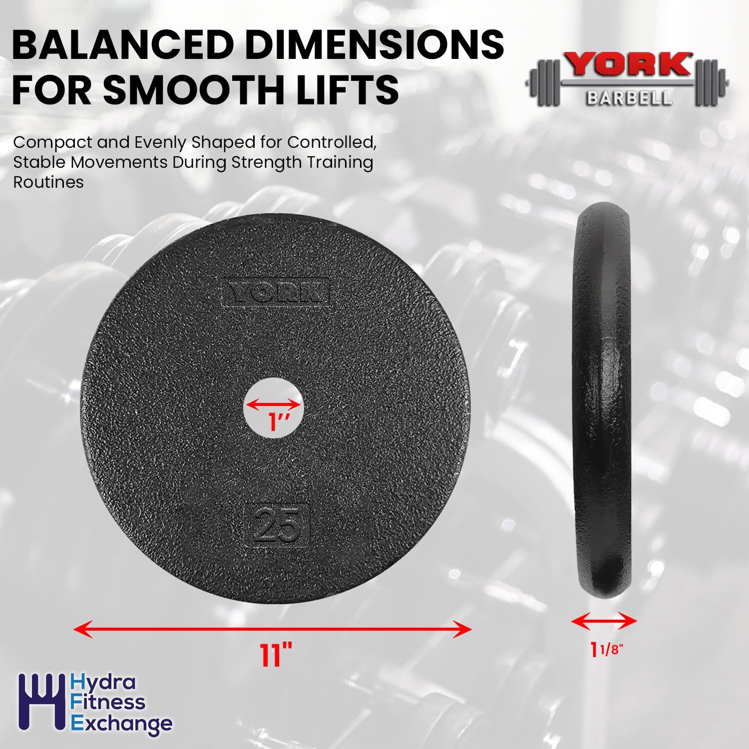 New York 25 lb Cast Iron Weight Plate – 1” Standard Flat Pancake Plate York Freeweight