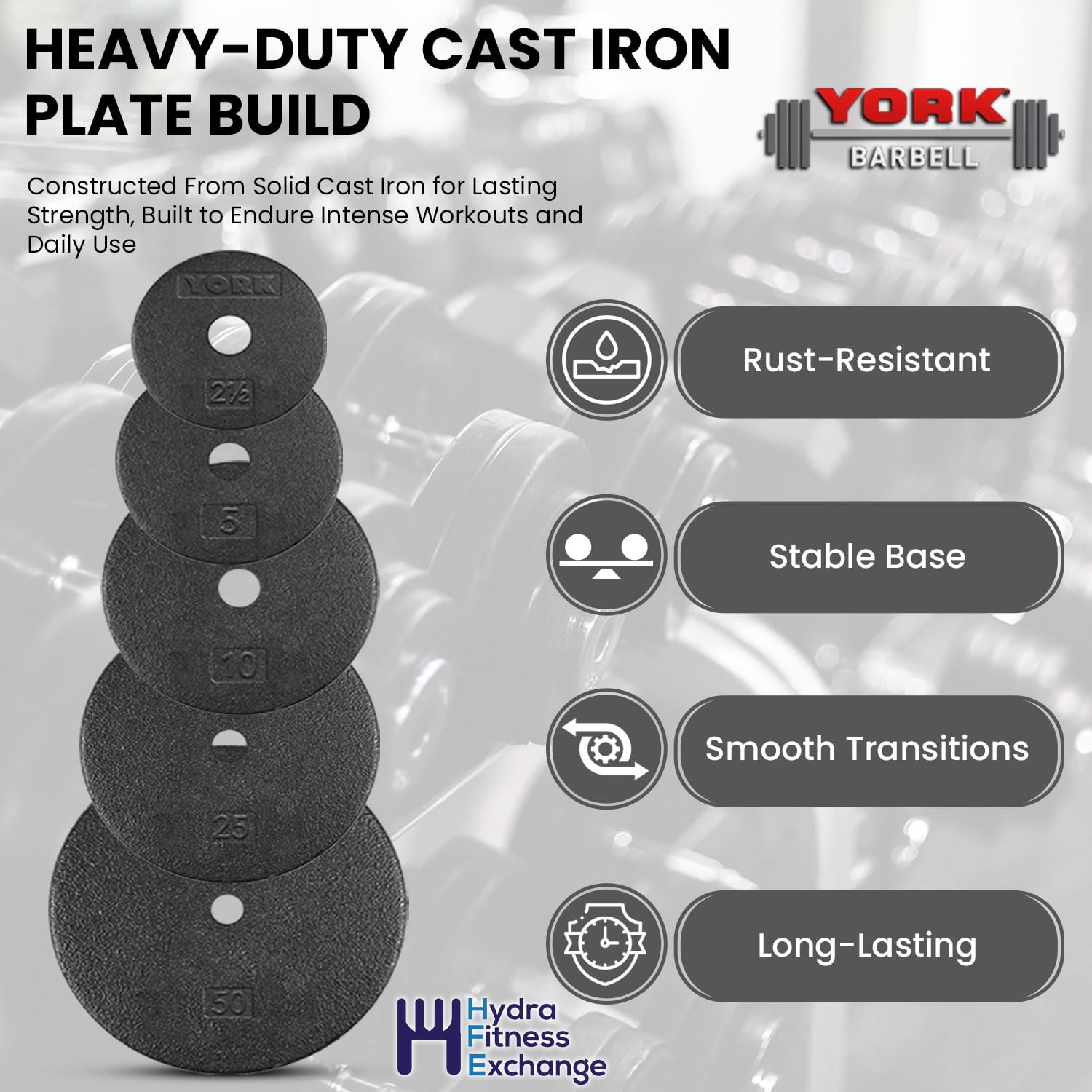 New York 25lb 1” Standard Cast Iron Weight Plate | Flat Pancake Plate York Freeweight