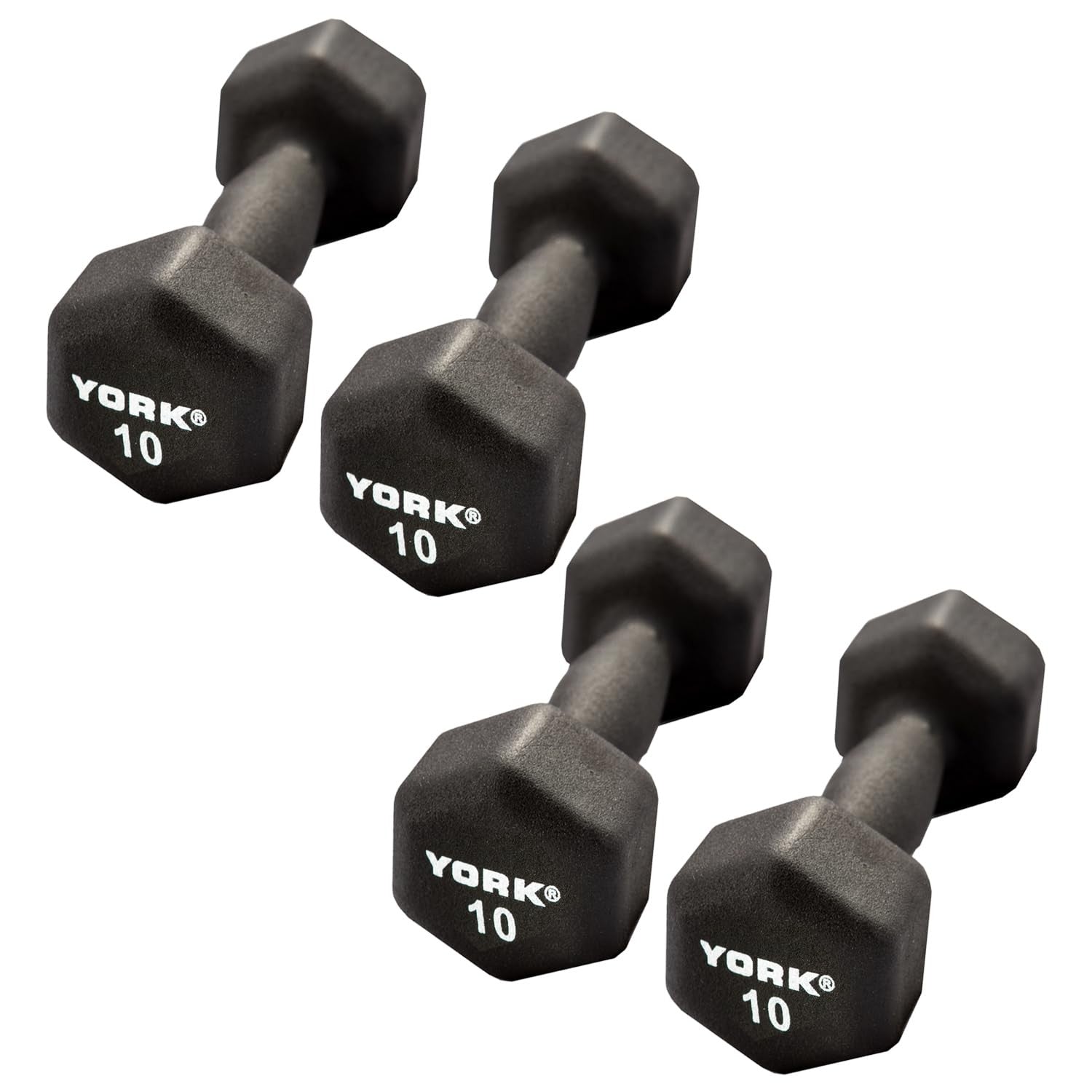 10 lb Neoprene Hex Dumbbells (4-Pack) &ndash; Cast Ergo Handles