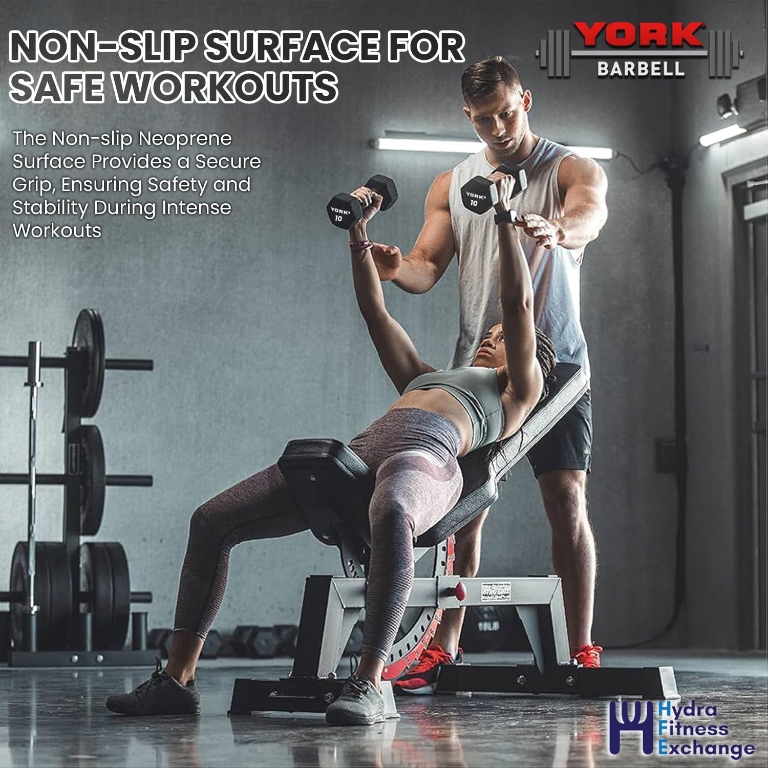 New York 10 lb Neoprene Hex Dumbbells (4-Pack) – Cast Ergo Handles York Freeweight
