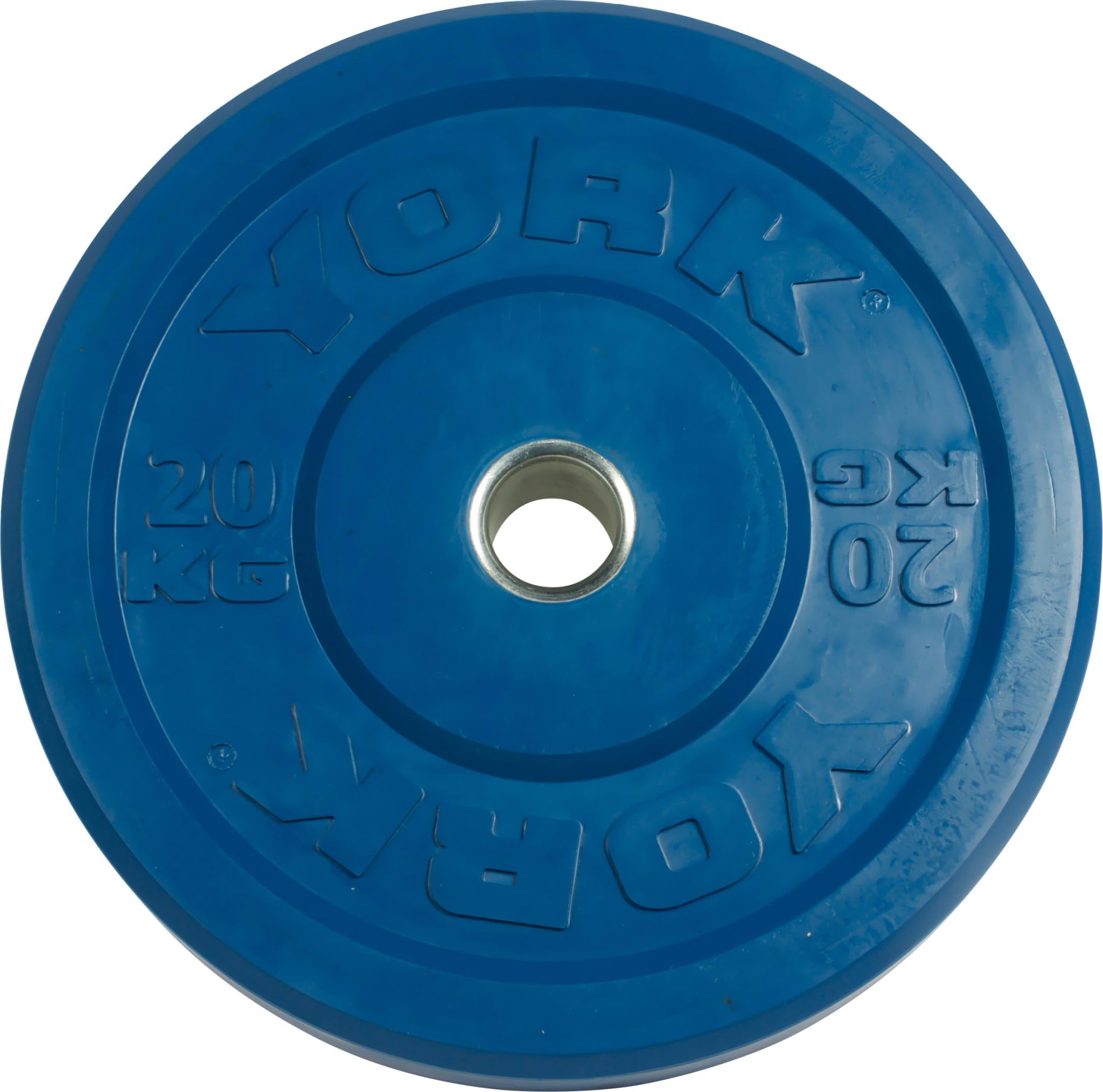 Barbell Blue 20KG Color-Coded Rubber Training Bumper Plate | 2&rdquo; Steel Sleeve
