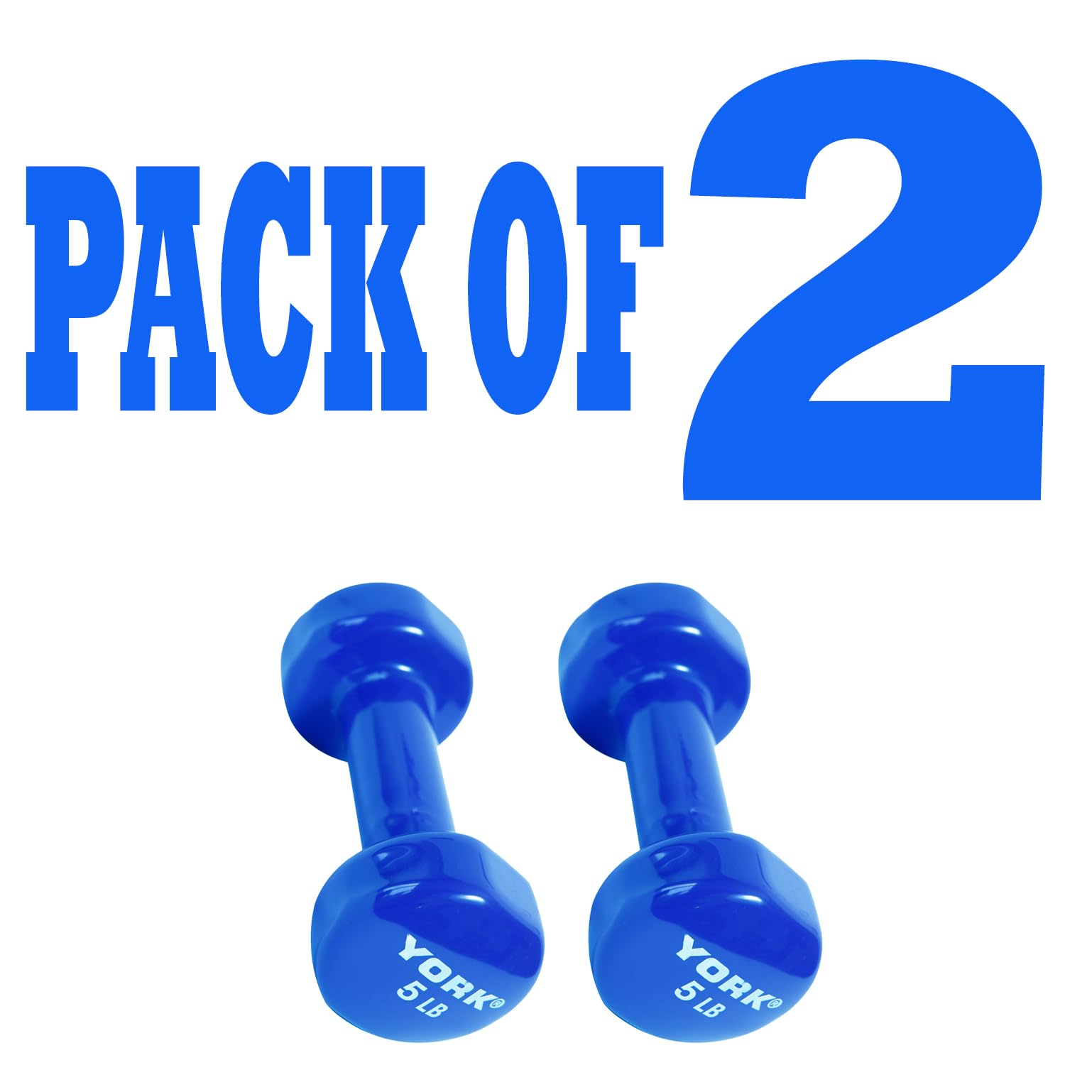 New York Barbell 5lb Vinyl Coated Fitbell Dumbbells (Pair), Anti-Slip Light Blue York Freeweight