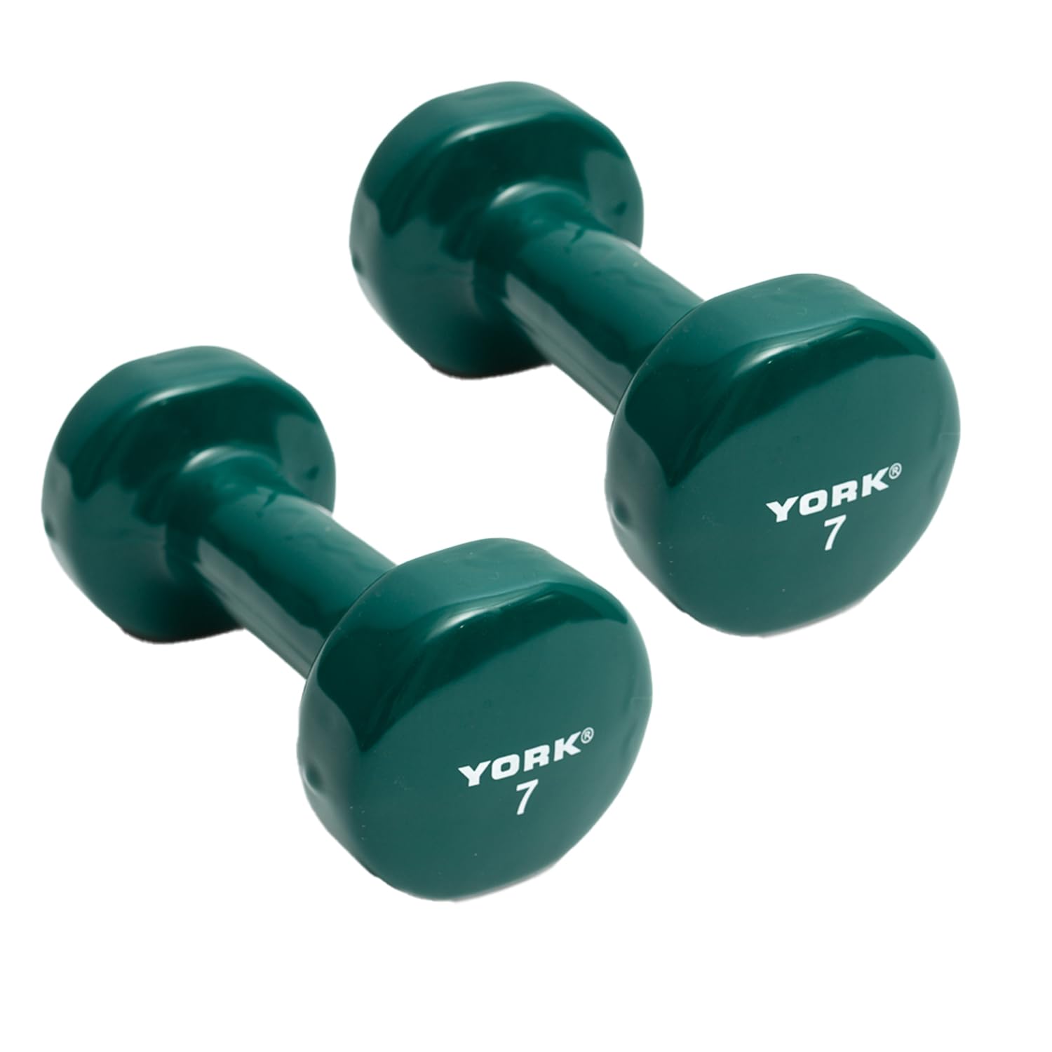 New York Barbell 7lb Vinyl Coated Fitbell Dumbbells (Pair), Anti-Slip Dark Green York Freeweight