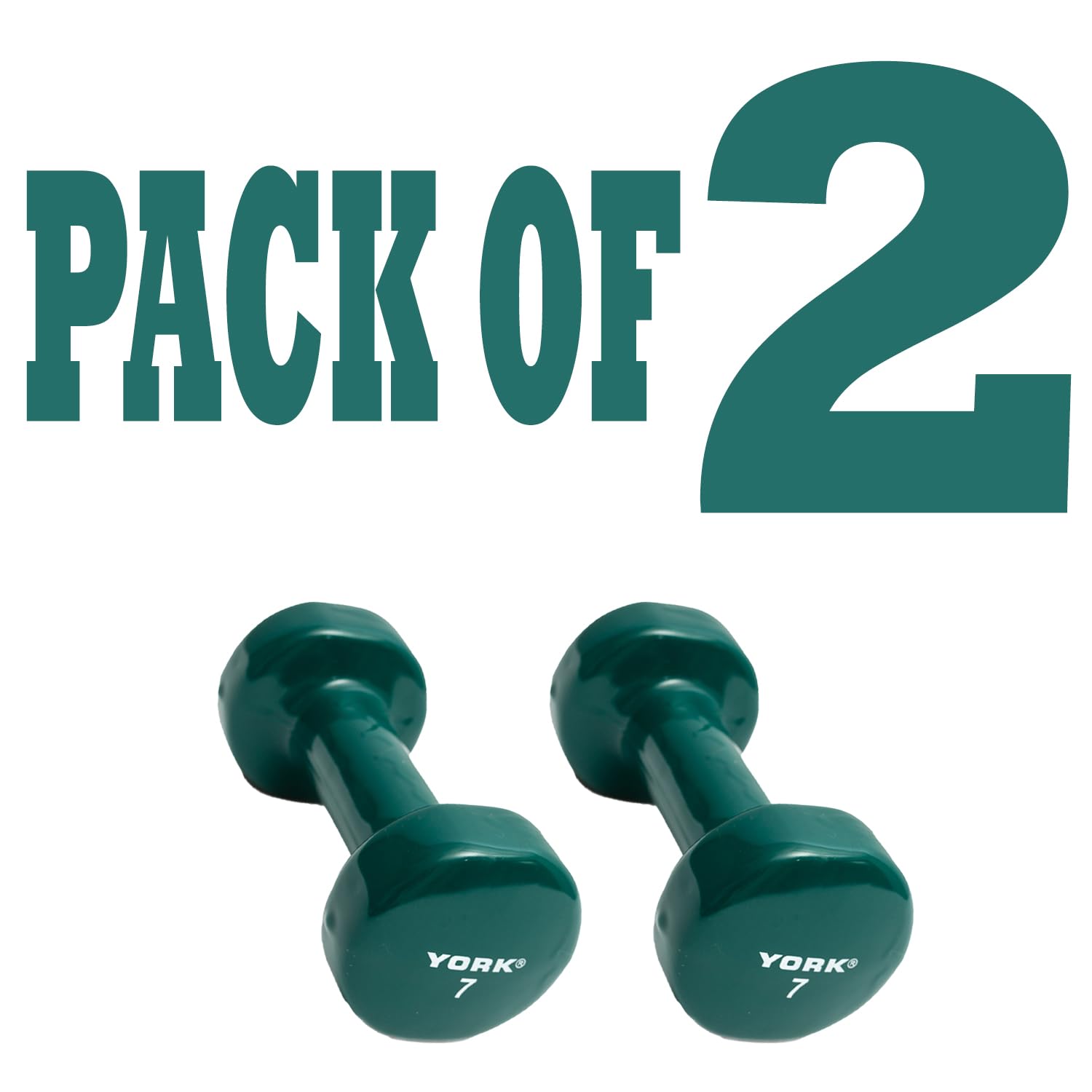 New York Barbell 7lb Vinyl Coated Fitbell Dumbbells (Pair), Anti-Slip Dark Green York Freeweight