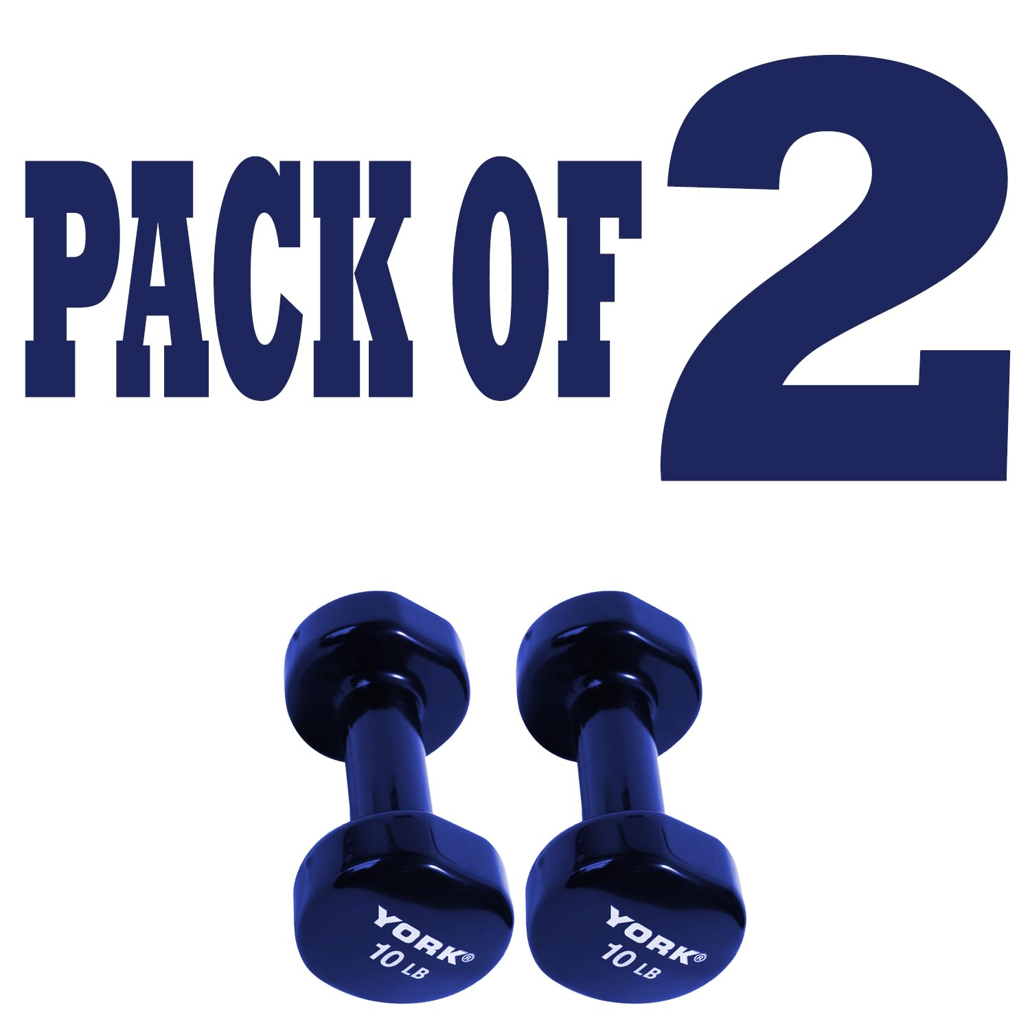 New York Barbell 10LB Vinyl Coated Fitbell Dumbbells (Pack of 2) &ndash; Anti-Slip Blue York Freeweight