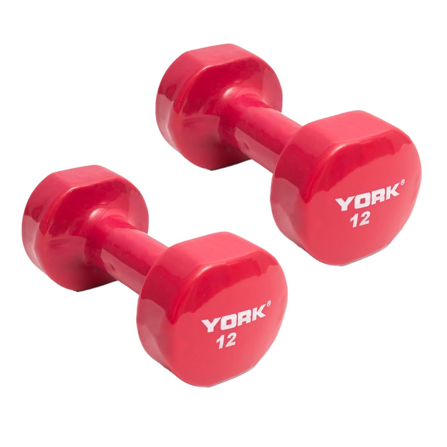 New York Barbell 12LB Vinyl Coated Fitbell Dumbbells (Pack of 2) – Anti-Slip Magenta York Freeweight