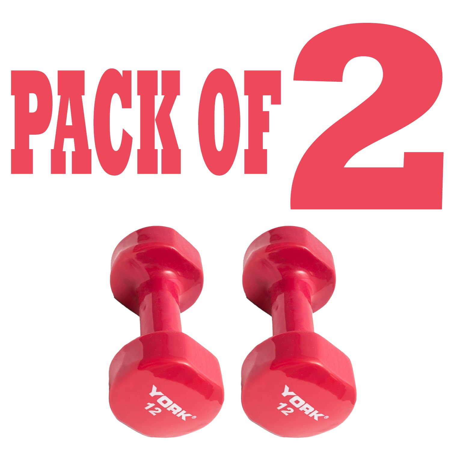 New York Barbell 12LB Vinyl Coated Fitbell Dumbbells (Pack of 2) – Anti-Slip Magenta York Freeweight
