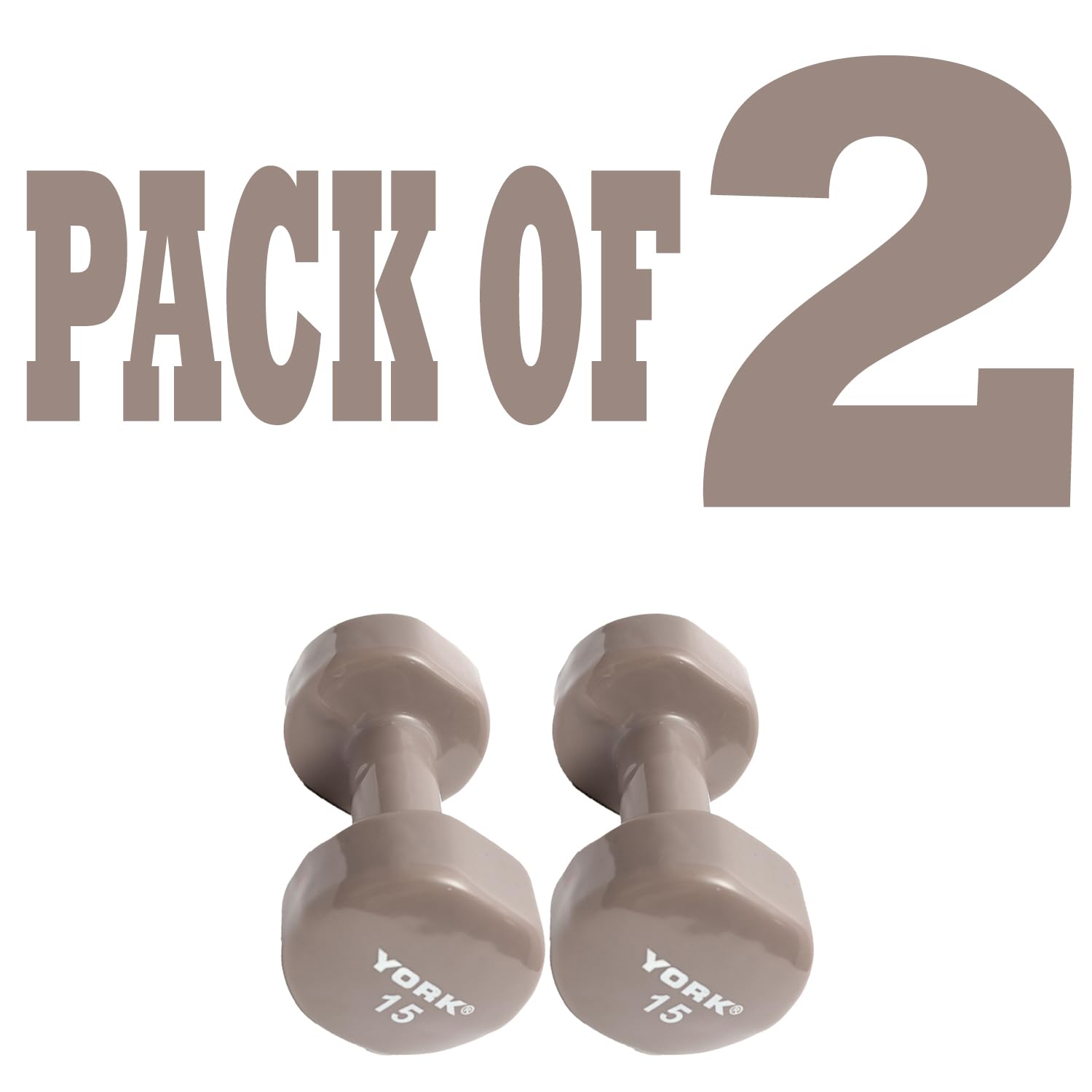 New York Barbell 15LB Vinyl Coated Fitbell Dumbbells (Pack of 2) – Anti-Slip Grey York Freeweight