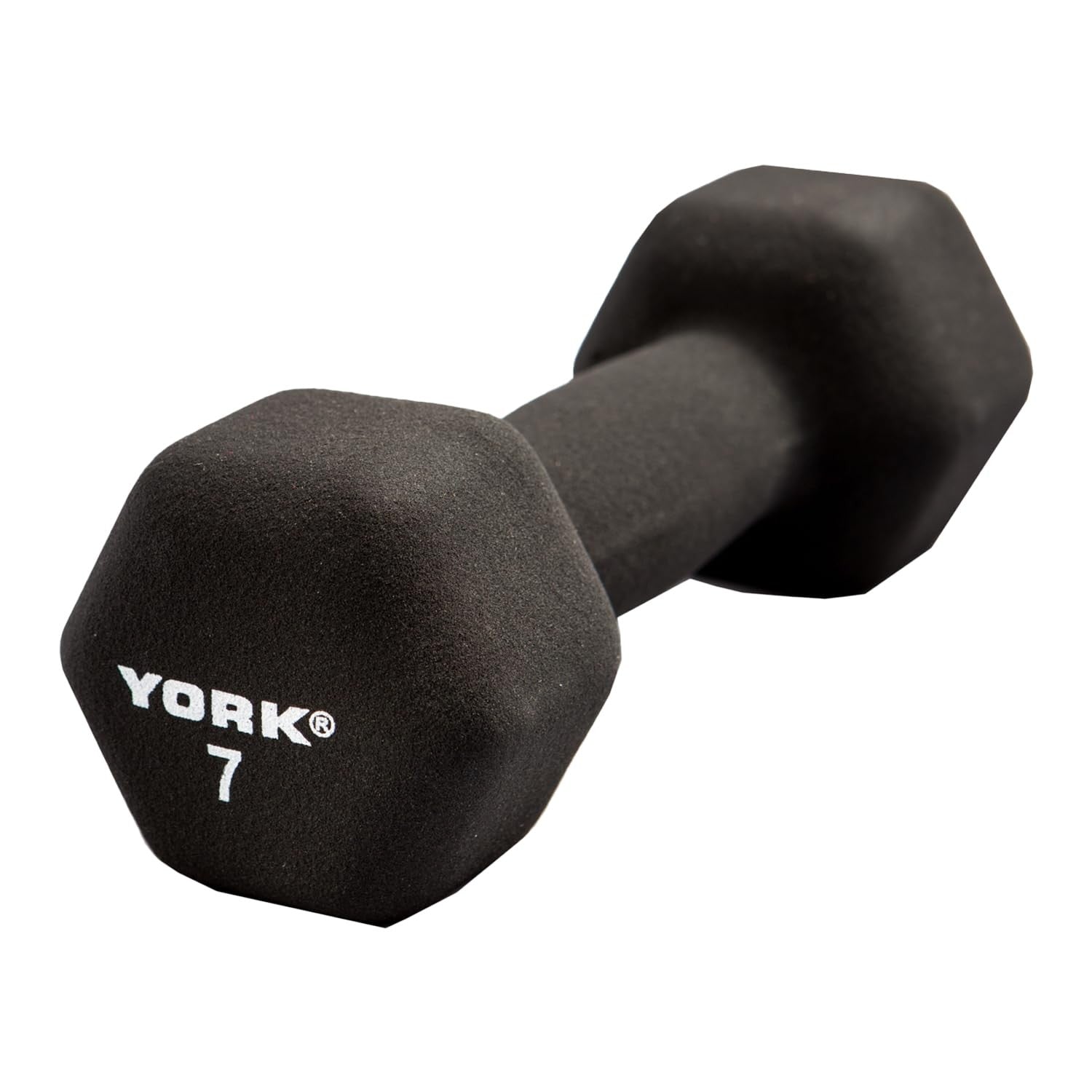 New York Barbell 7lb Neoprene Hex Dumbbell with Ergo Handle – Single York Freeweight