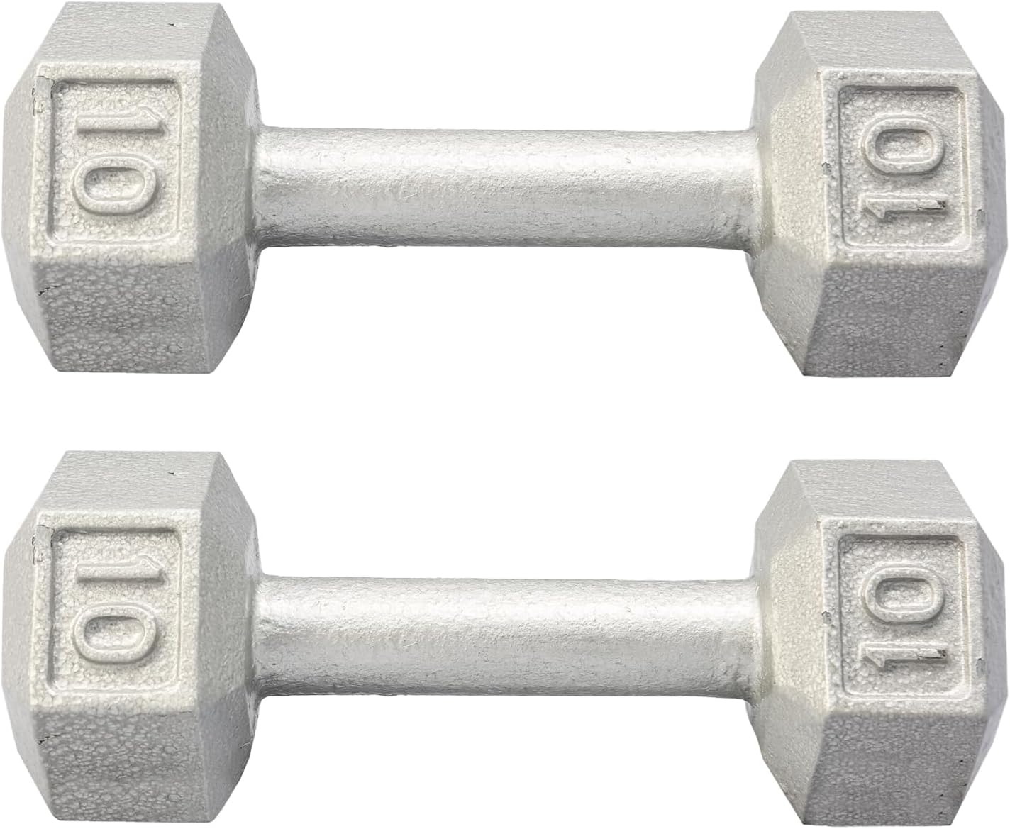 Cast Iron Hex Dumbbell 10 lb (Pair) &ndash; Silver Strength Training Weights