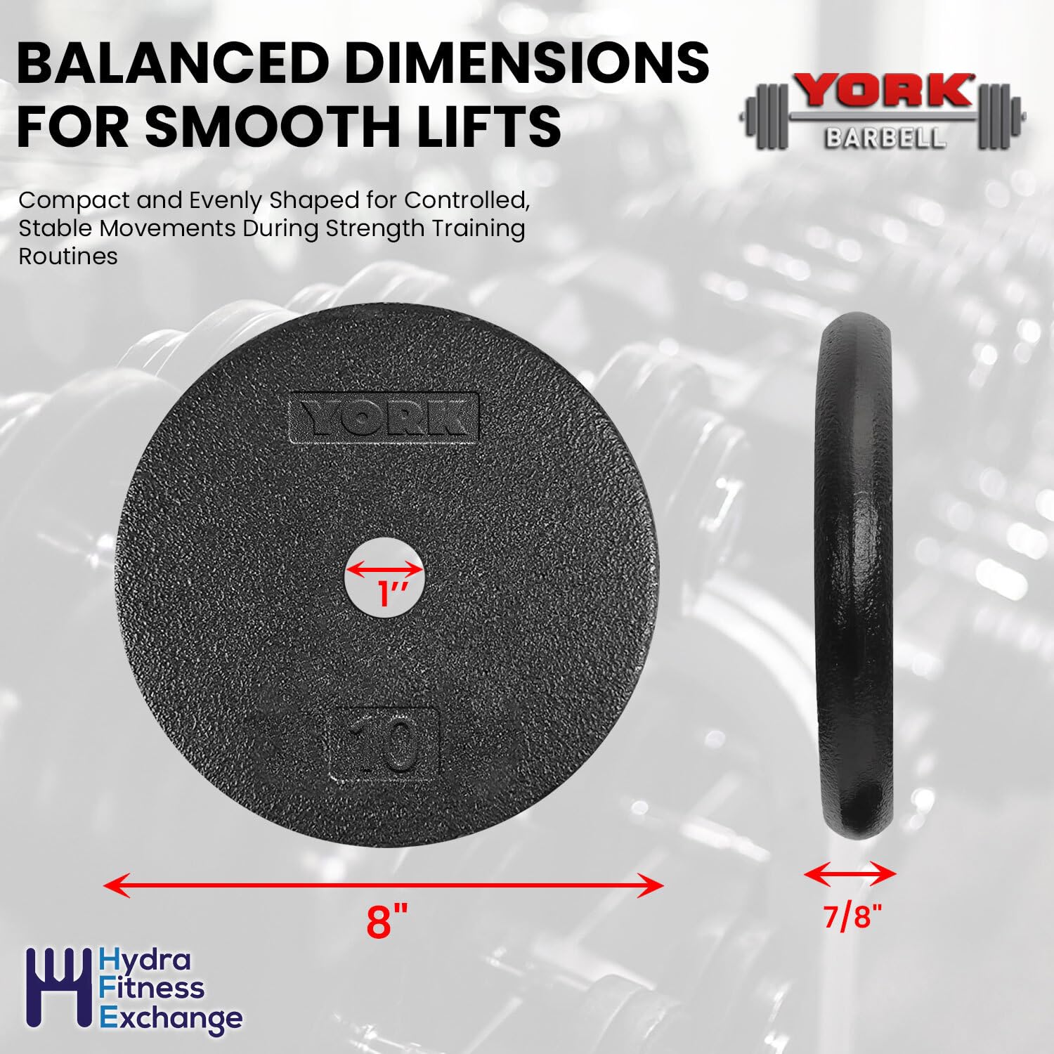 New York 10 lb Standard Flat Pro Cast Iron Weight Plate – 1″ Pancake Plate York Freeweight