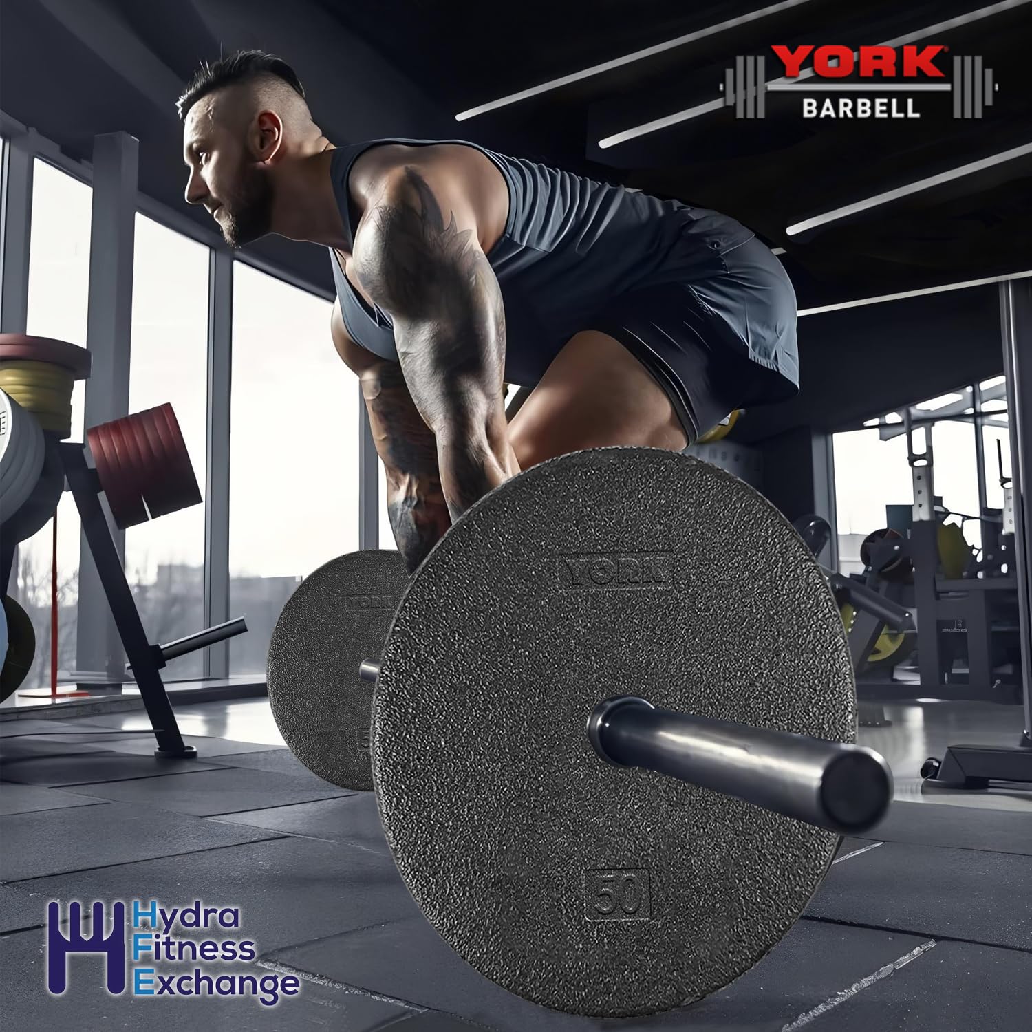 New York 50 lb Standard Flat Pro Cast Iron Weight Plate &ndash; 1&Prime; Pancake Plate York Freeweight