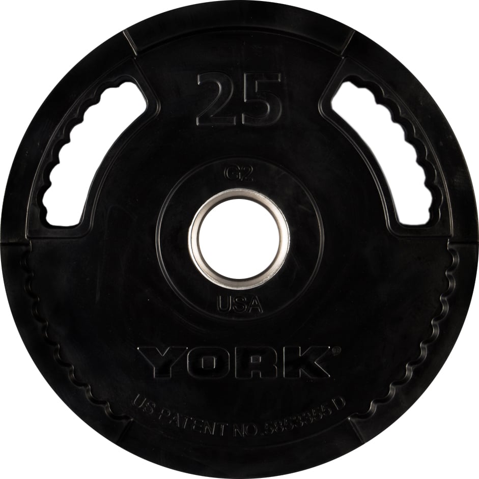2&Prime; G-2 Rubber Olympic Weight Plate 25 lb &ndash; Dual Grip Plate