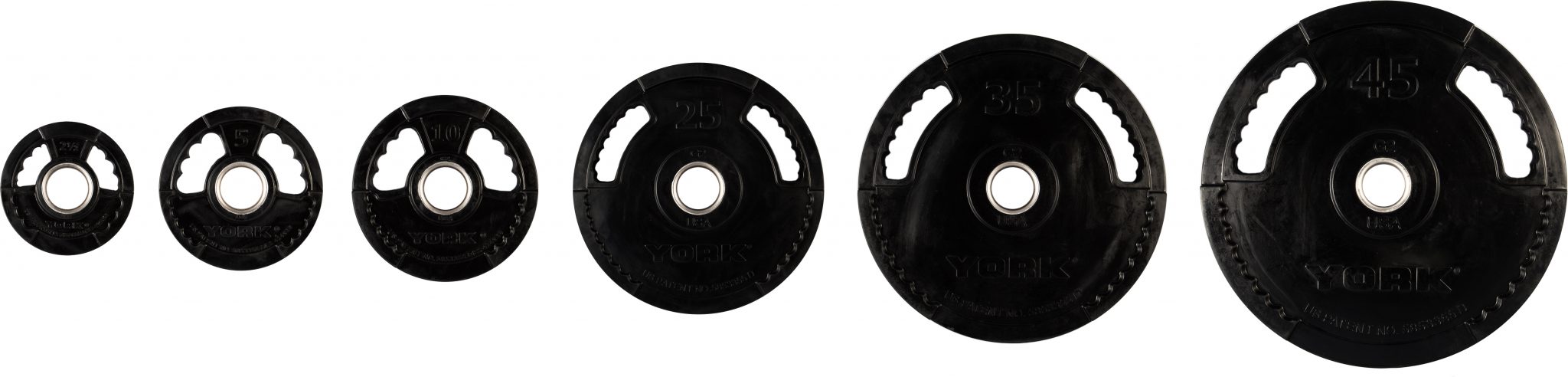 New York 2&Prime; G-2 Rubber Olympic Weight Plate 45 lb &ndash; Dual Grip Plate York Freeweight